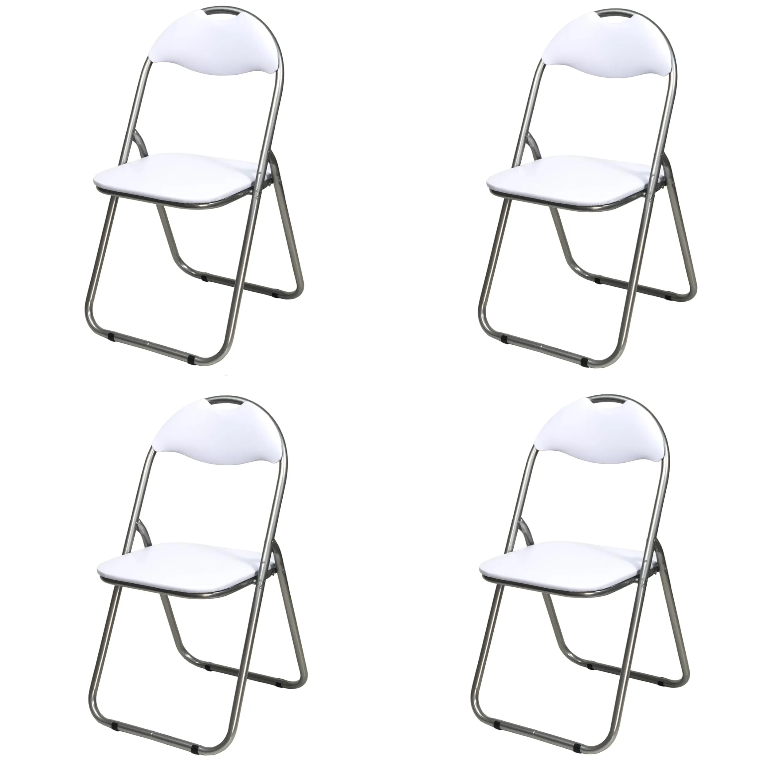 Totò Piccinni Sedie Pieghevoli in Metallo, Imbottite in Ecopelle, Bianco (Set di 4) - immagine 1