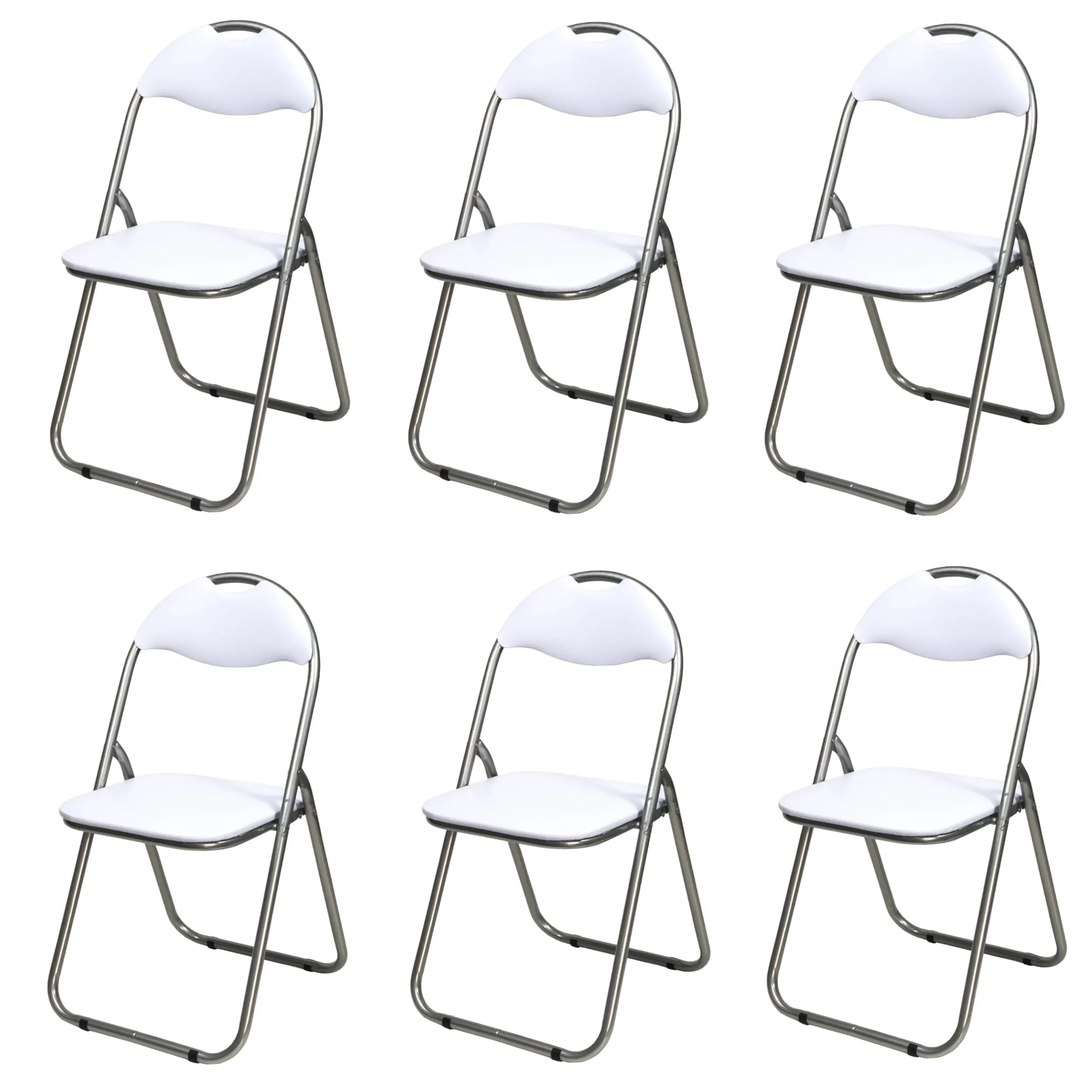 Totò Piccinni Sedie Pieghevoli in Metallo Imbottite in Ecopelle, Bianco, 6 pezzi - immagine 1