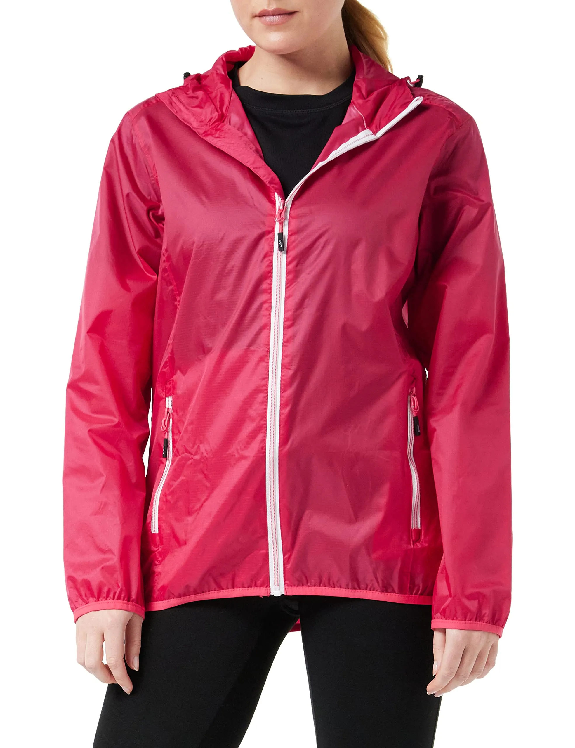 CMP Giacca Donna con Cappuccio Antipioggia, Ibisco-Corallo, XS - immagine 2