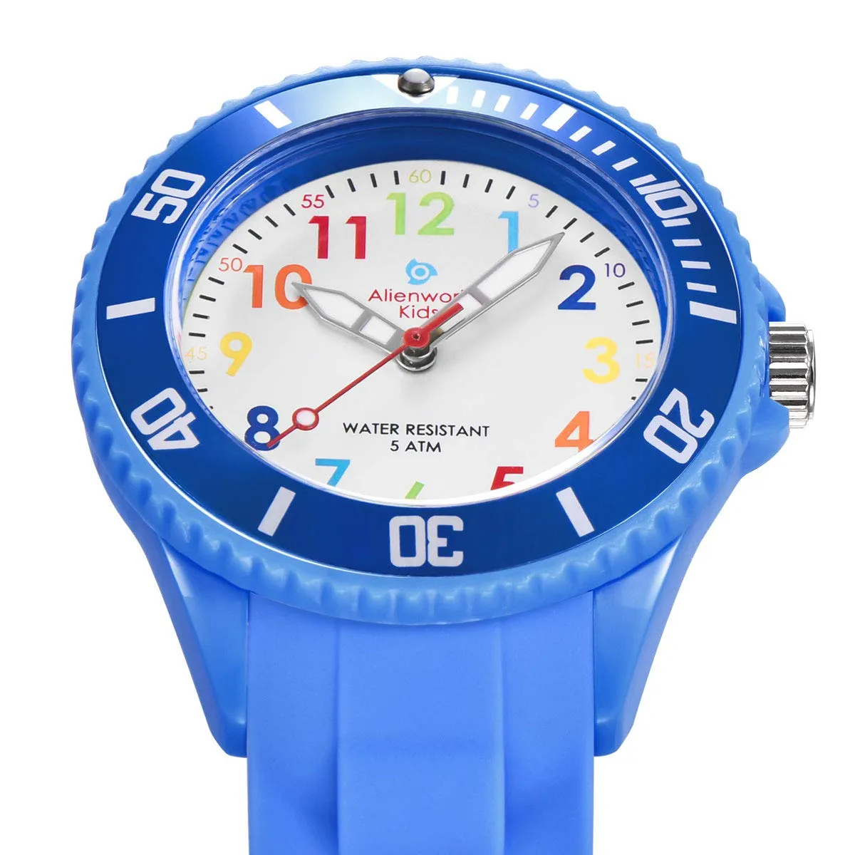 Alienwork Orologio di Apprendimento per Bambini, Blu, Bracciale in Silicone Multicolore, Impermeabile 5 ATM - immagine 2