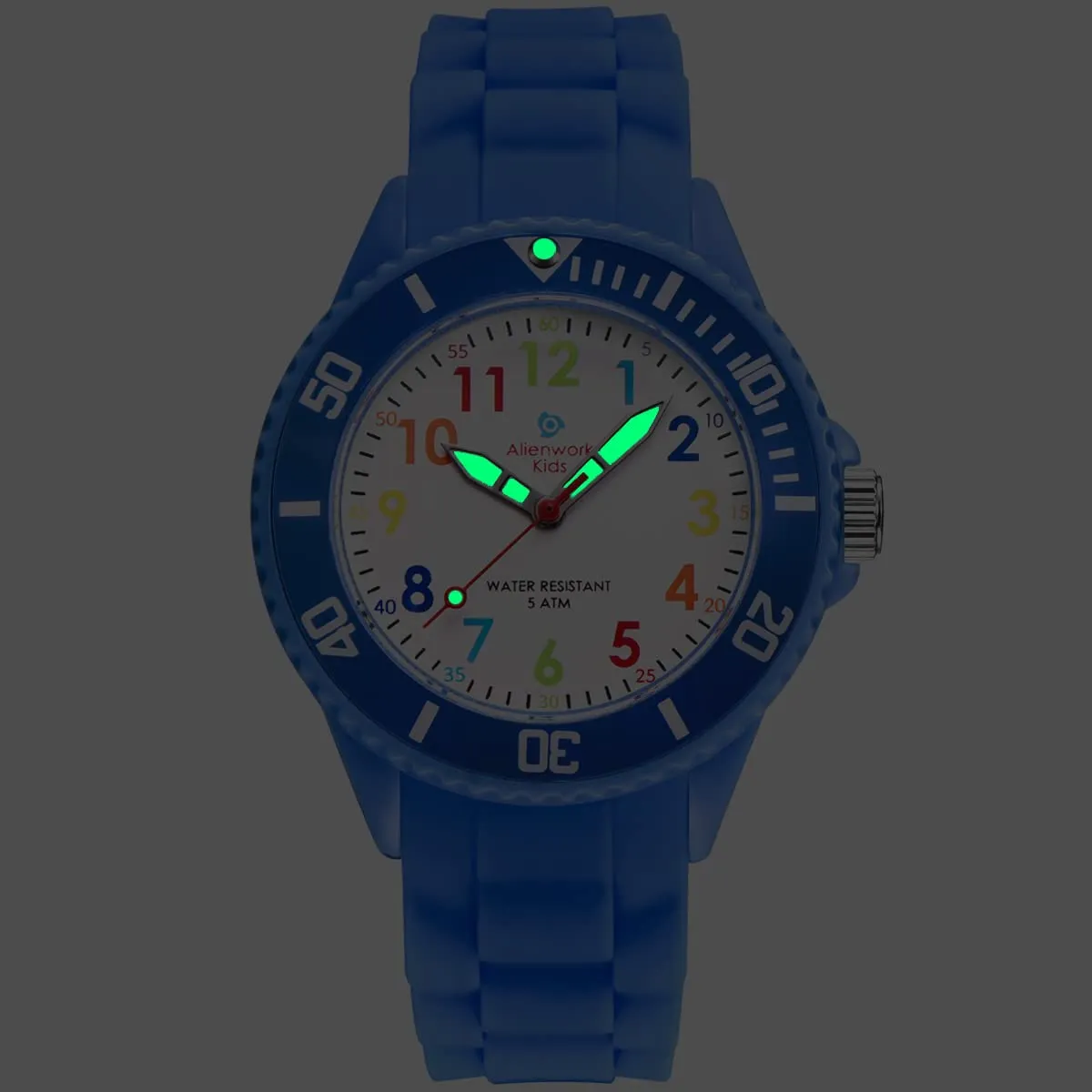 Alienwork Orologio di Apprendimento per Bambini, Blu, Bracciale in Silicone Multicolore, Impermeabile 5 ATM - immagine 6