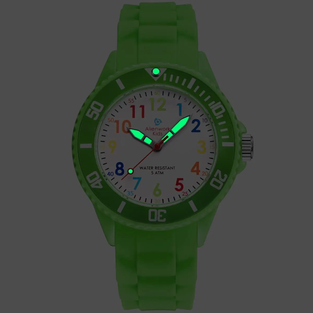 Alienwork Orologio di Apprendimento per Bambini Verde Bracciale in Silicone Impermeabile 5 ATM - immagine 6