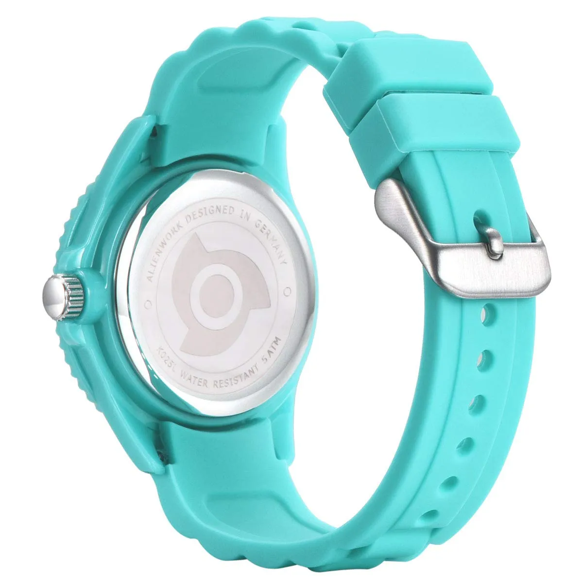 Alienwork Orologio di Apprendimento per Bambini, Turchese, Bracciale in Silicone Multicolore, Impermeabile 5 ATM - immagine 4