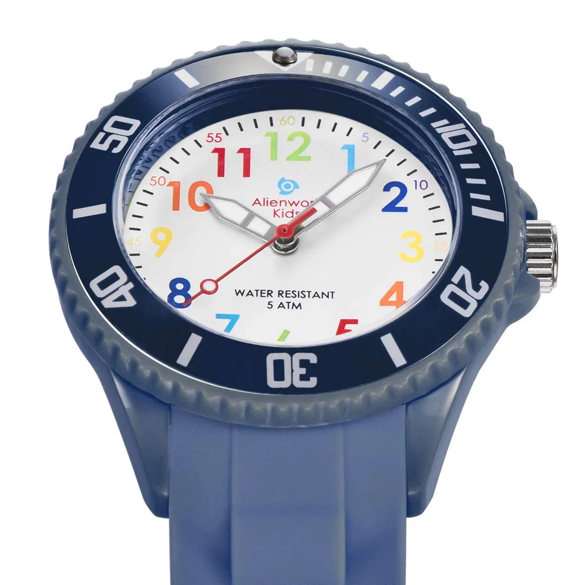 Alienwork Orologio di Apprendimento per Bambini, Blu Marino, Bracciale in Silicone, Impermeabile 5 ATM - immagine 2