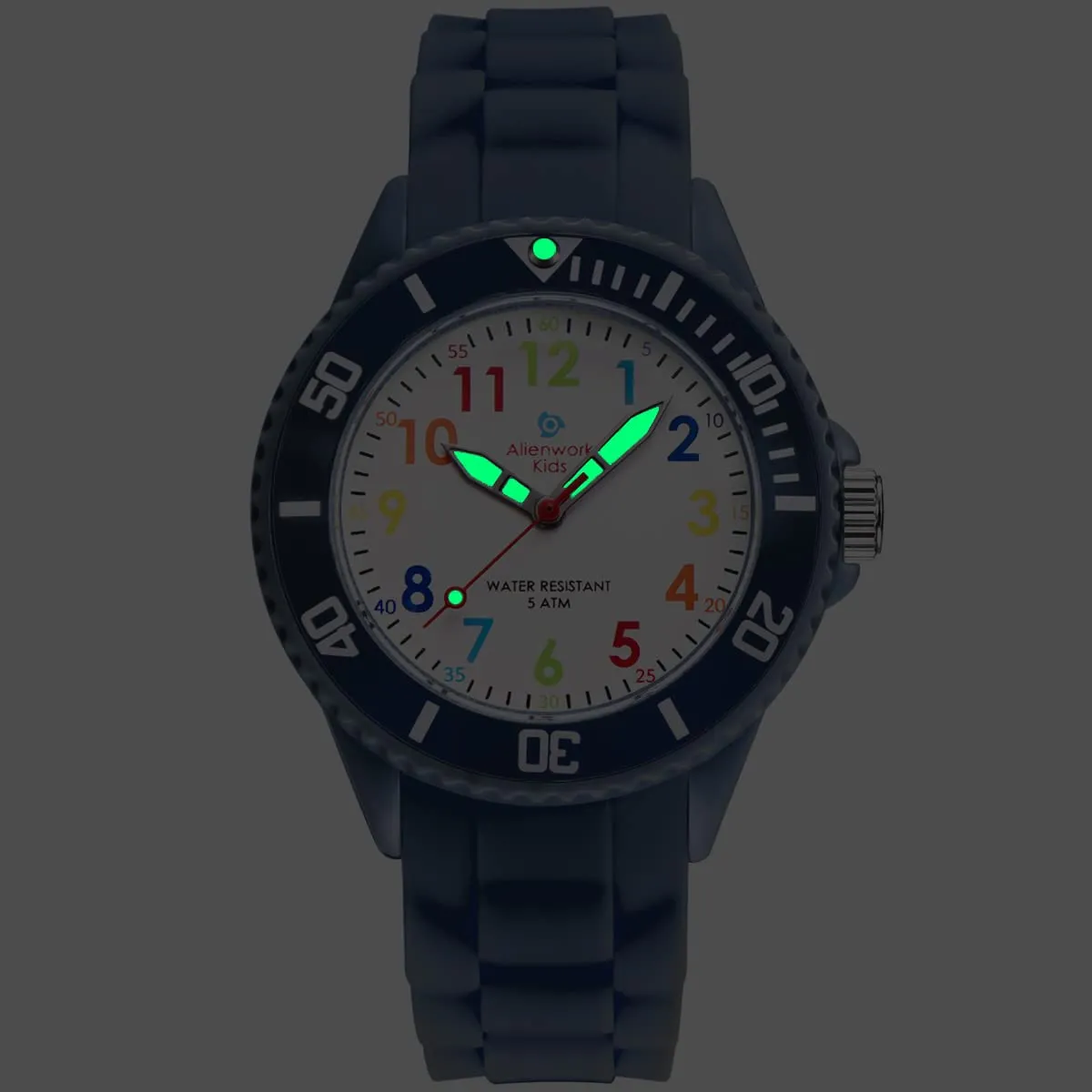 Alienwork Orologio di Apprendimento per Bambini, Blu Marino, Bracciale in Silicone, Impermeabile 5 ATM - immagine 6