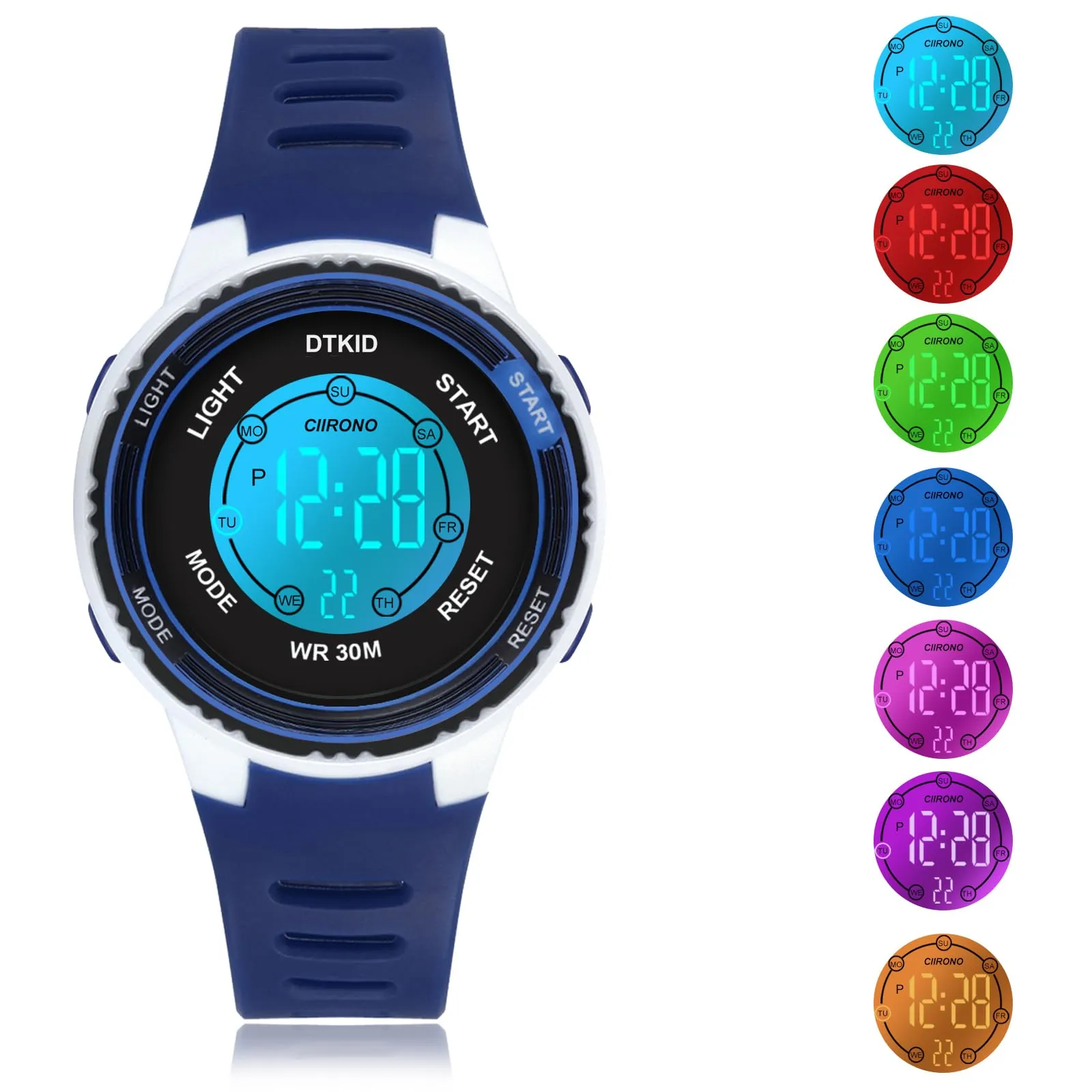 DTKID Orologio Digitale per Bambini LED 7 Colori, Sveglia, Timer, Impermeabile - immagine 7
