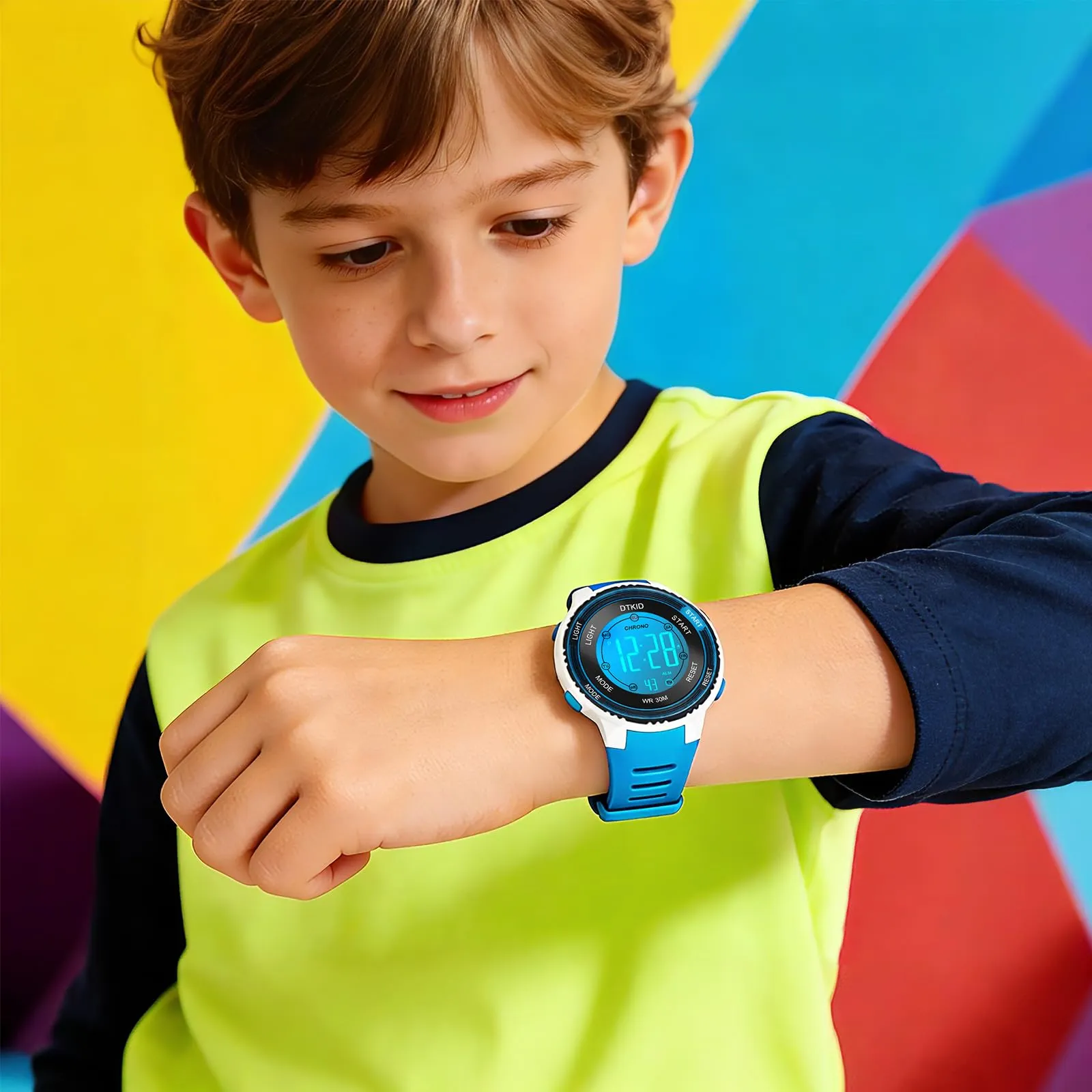 DTKID Orologio Digitale per Bambini LED 7 Colori, Impermeabile, 8563B - immagine 7