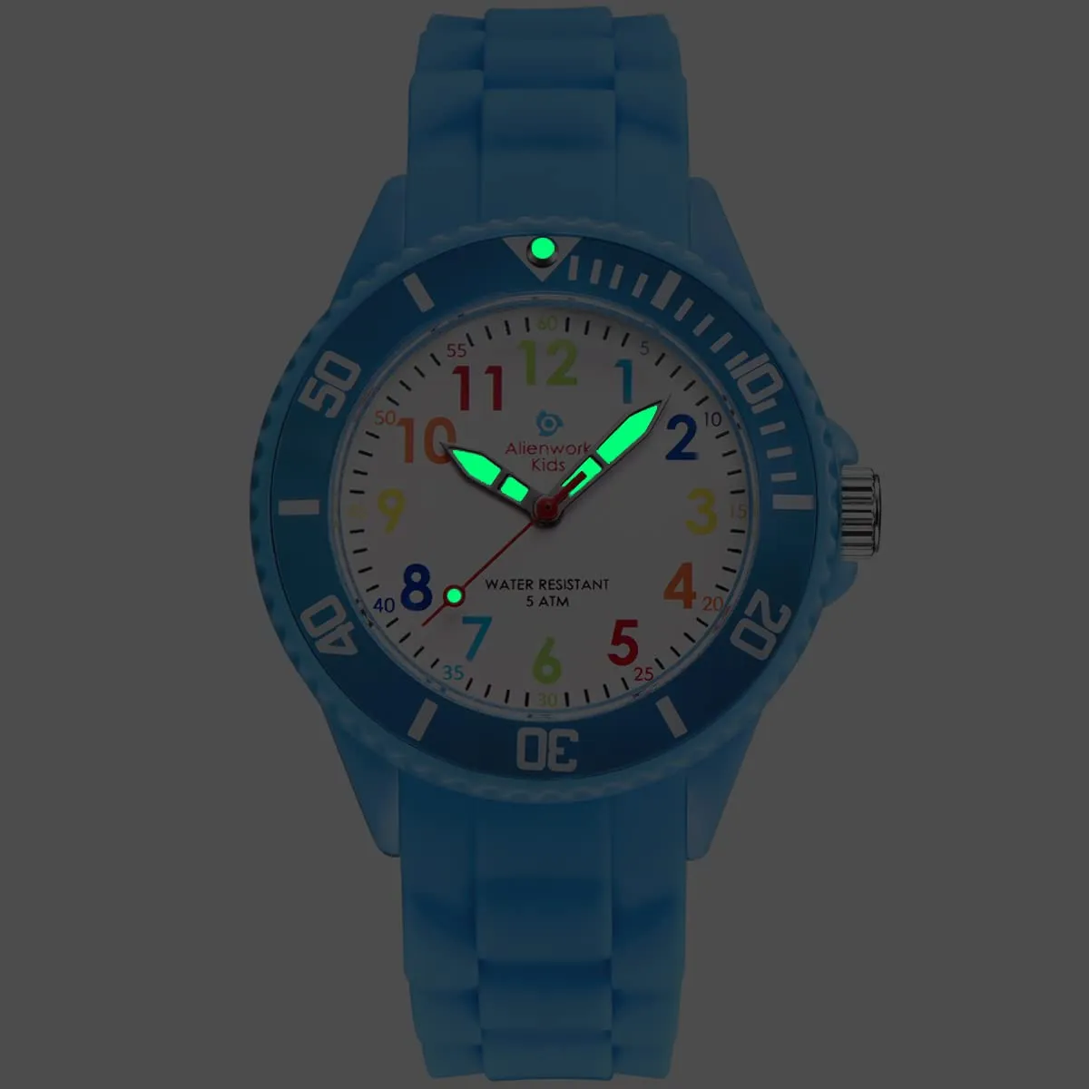 Alienwork Orologio di Apprendimento per Bambini, Blu Chiaro, Bracciale in Silicone, Impermeabile 5 ATM - immagine 6