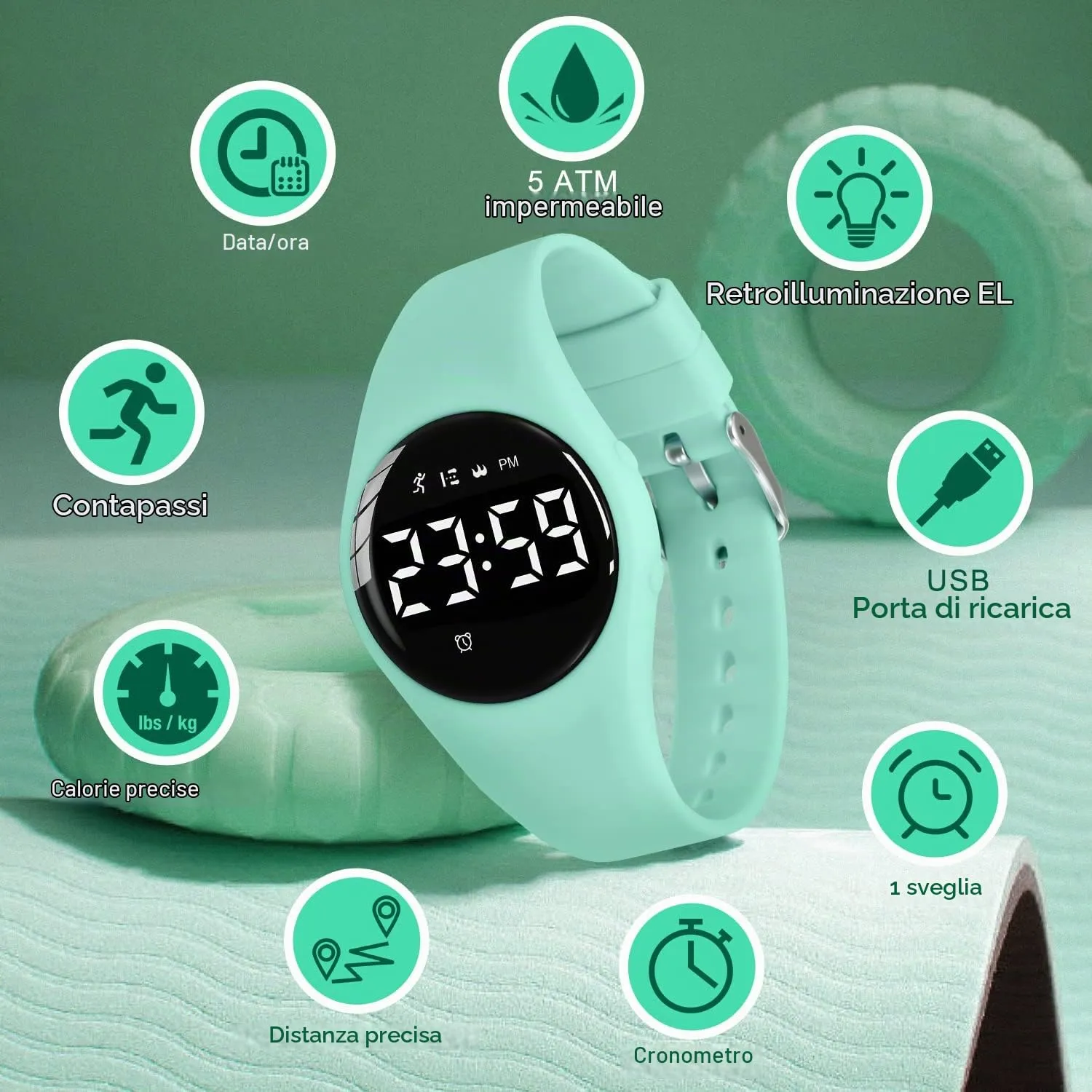 BEN NEVIS Orologio Digitale Sportivo per Bambini con Sveglia, Calorie e Contapassi, T6F - immagine 3