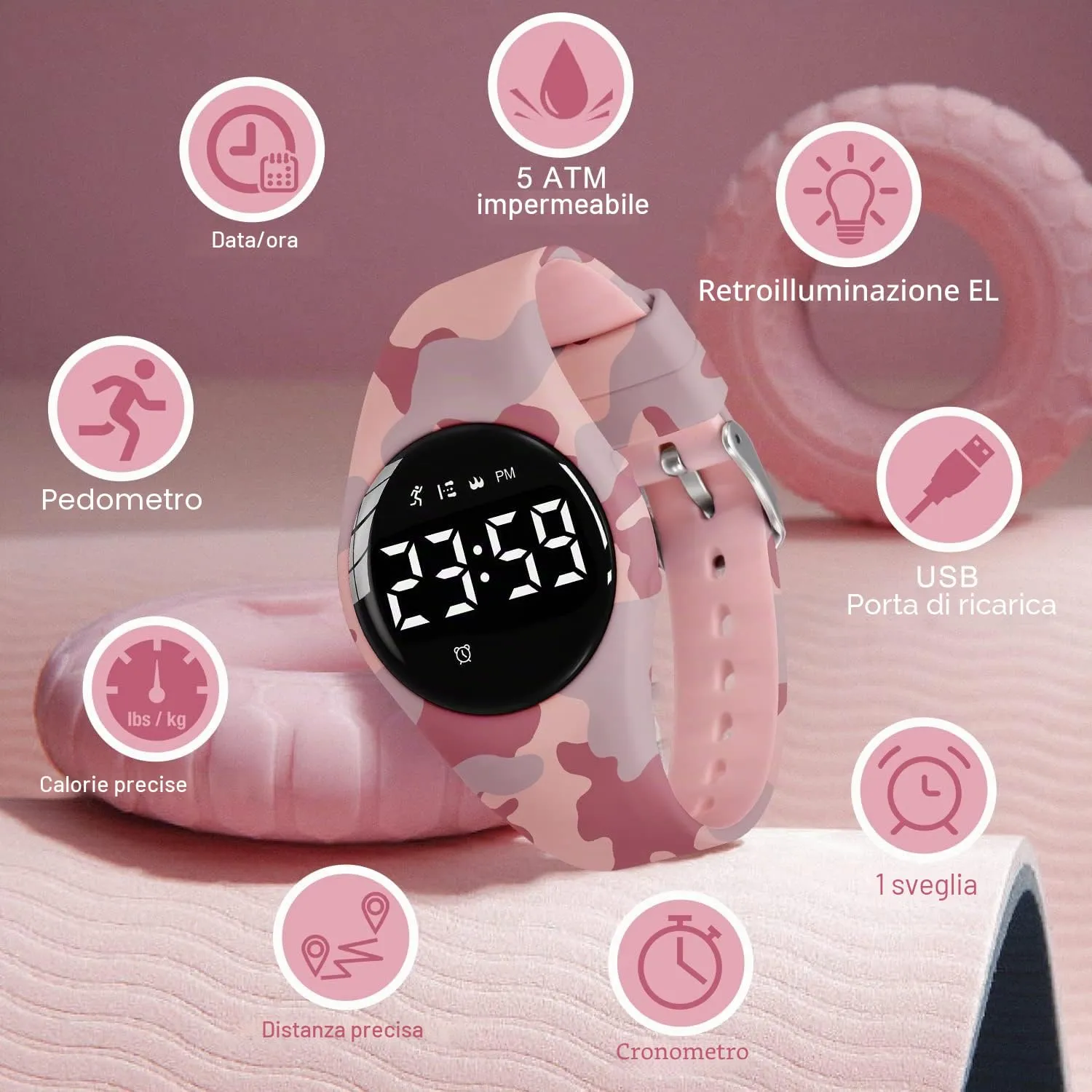 BEN NEVIS Orologio Digitale Sportivo per Bambini con Sveglia, Calorie e Contapassi, Modello T6F - immagine 3