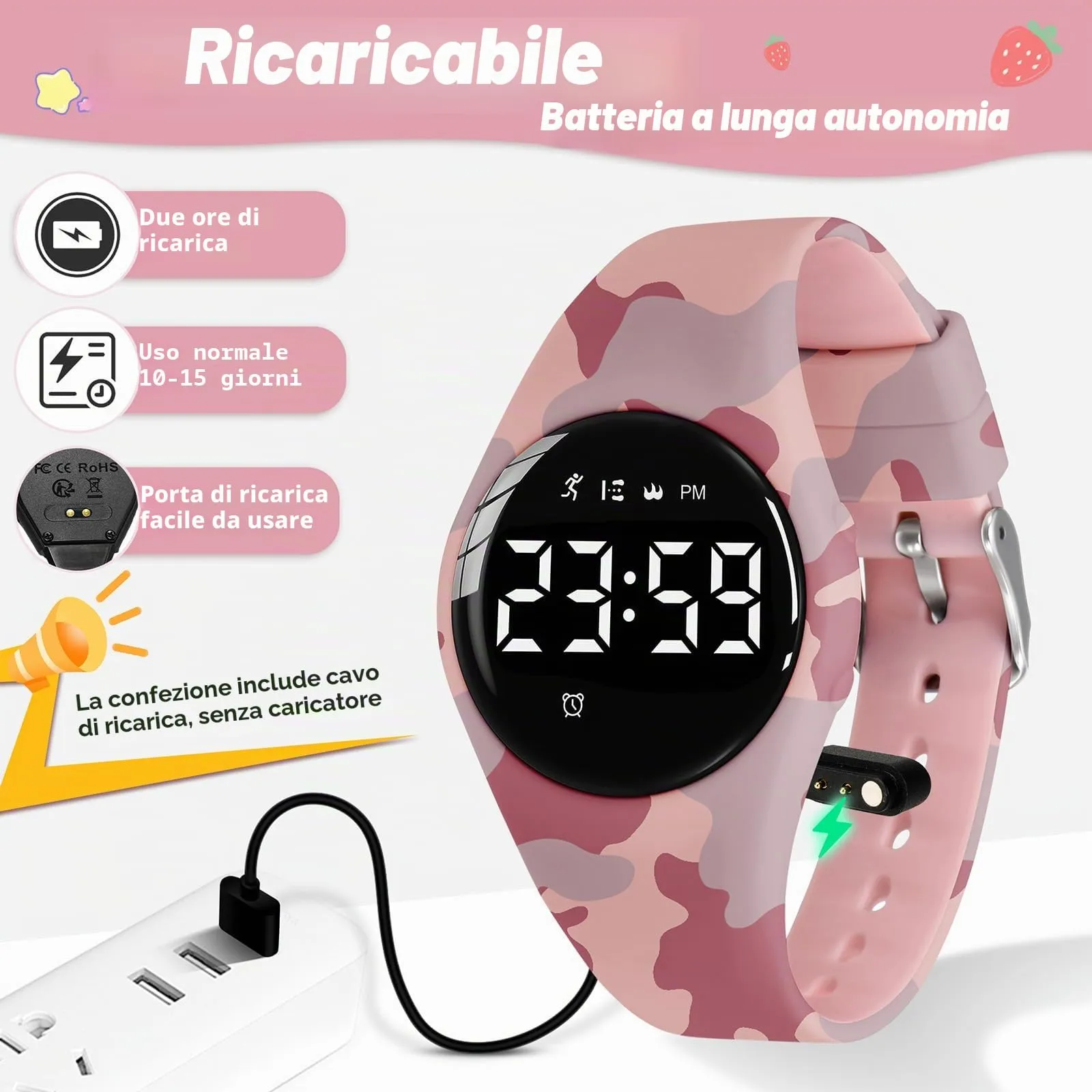 BEN NEVIS Orologio Digitale Sportivo per Bambini con Sveglia, Calorie e Contapassi, Modello T6F - immagine 5