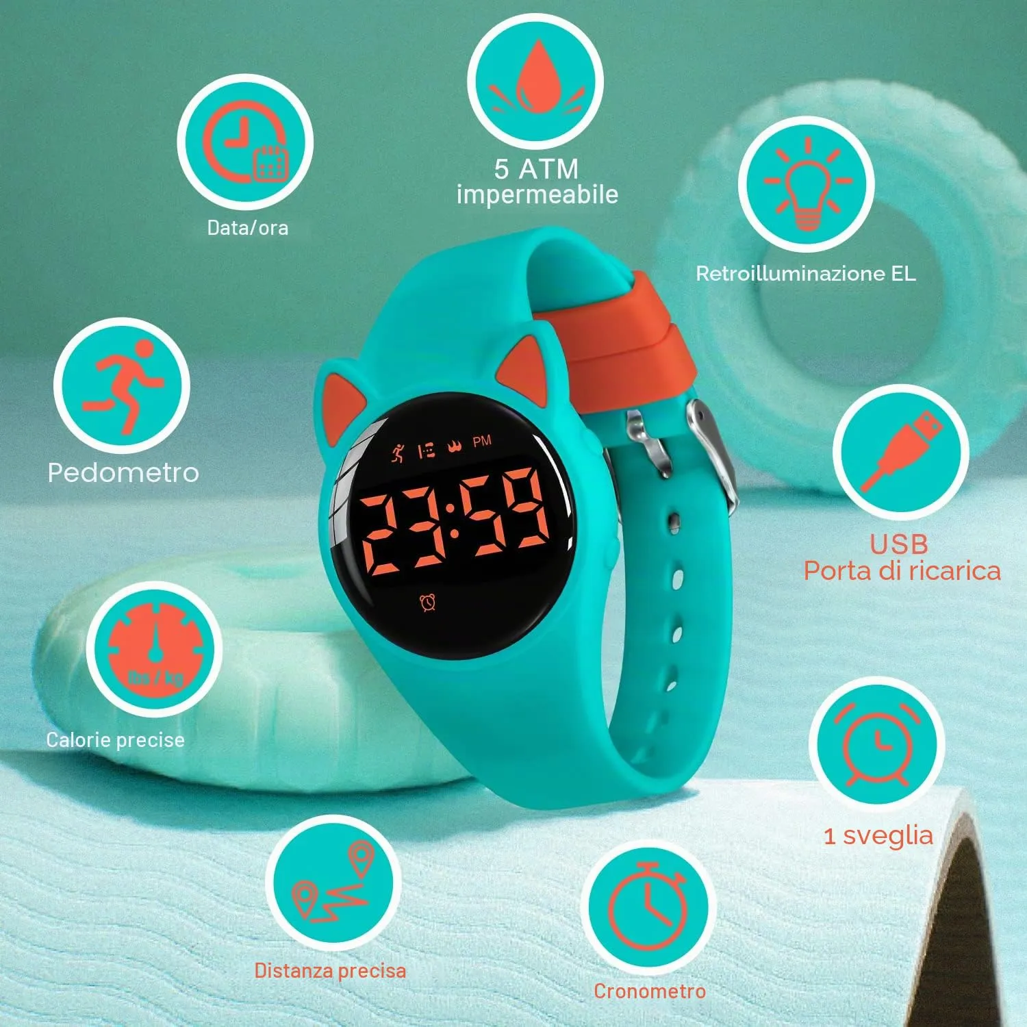 BEN NEVIS Orologio Digitale Sportivo per Bambini T6F con Sveglia, Calorie e Contapassi - immagine 3