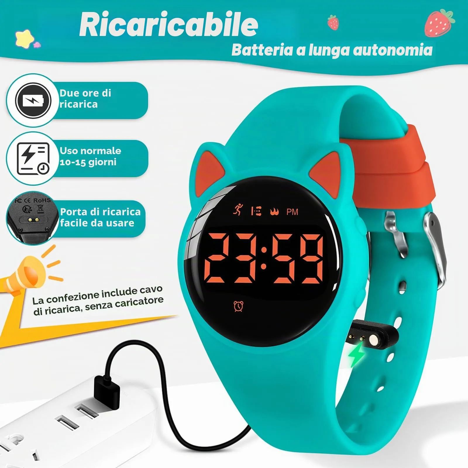 BEN NEVIS Orologio Digitale Sportivo per Bambini T6F con Sveglia, Calorie e Contapassi - immagine 5