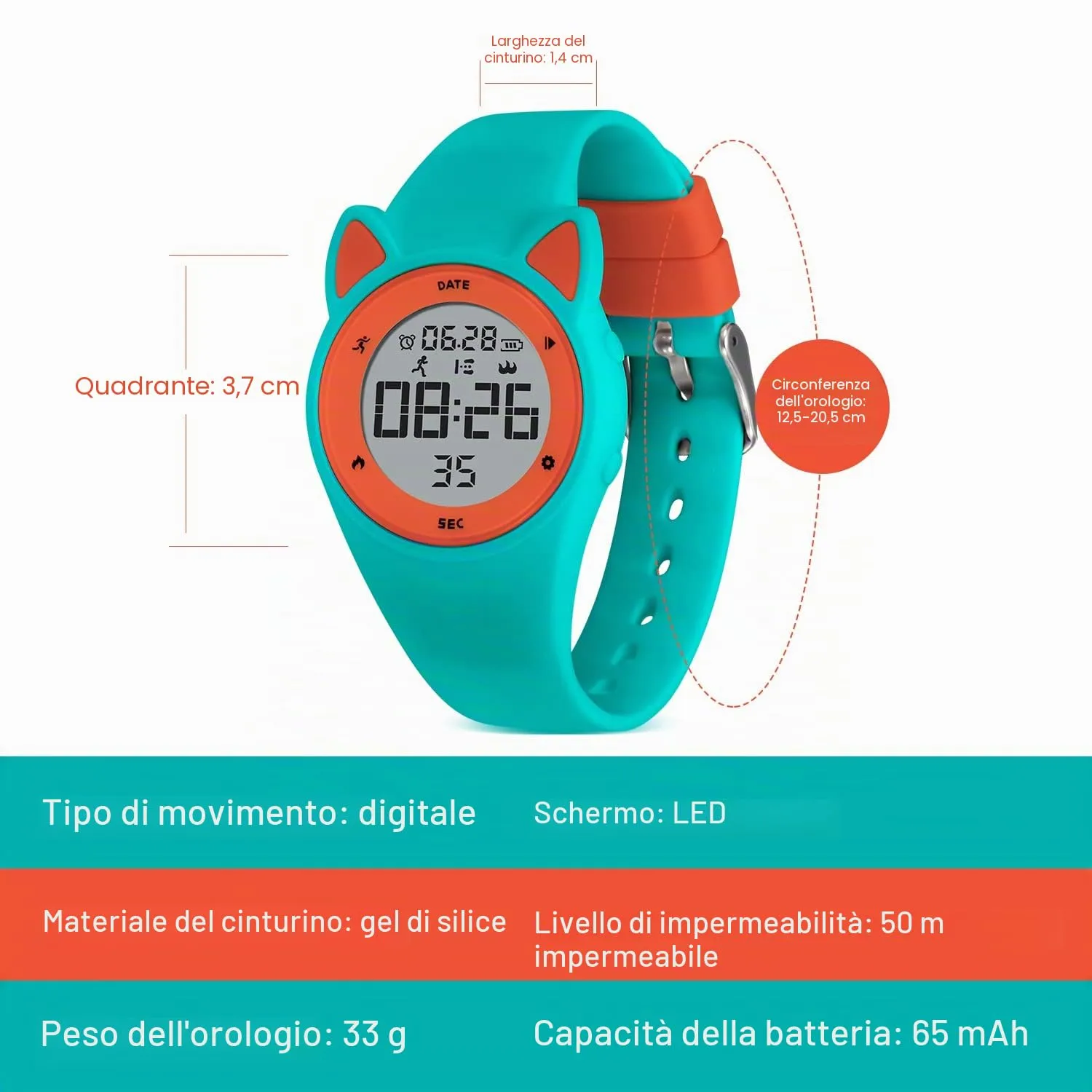 Ben Nevis Orologio Sportivo Digitale per Bambini con Sveglia, Calorie e Contapassi - immagine 6