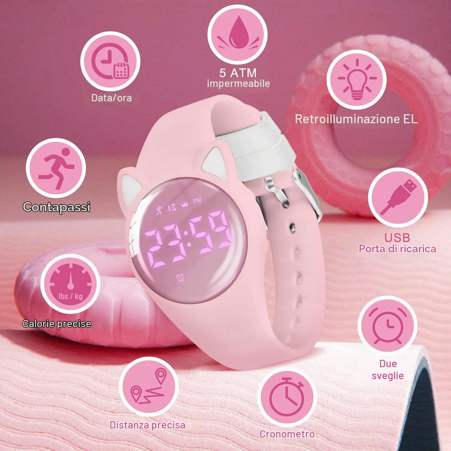 Ben Nevis T666F Orologio Digitale Fitness Tracker per Bambini e Ragazzi, Impermeabile, in Silicone - immagine 3