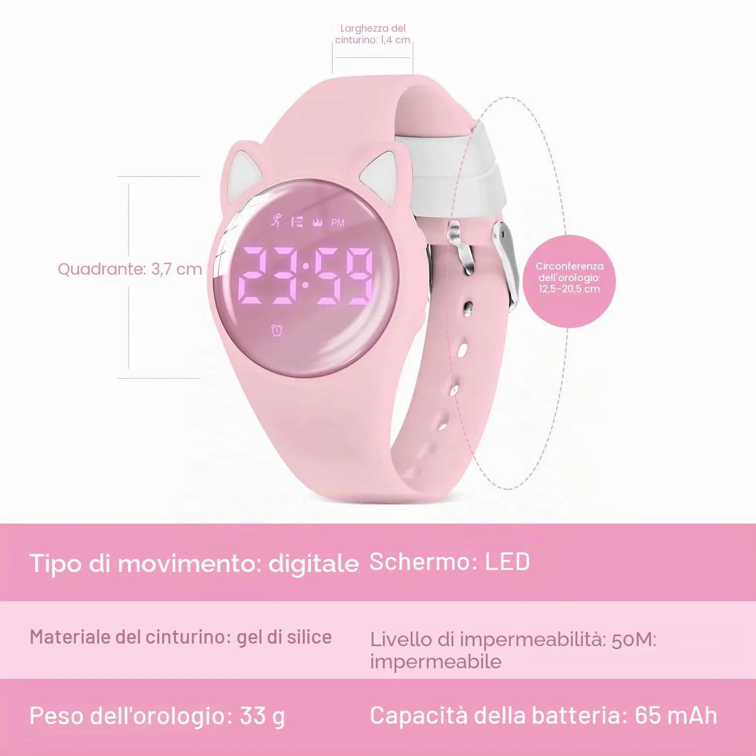 Ben Nevis T666F Orologio Digitale Fitness Tracker per Bambini e Ragazzi, Impermeabile, in Silicone - immagine 6