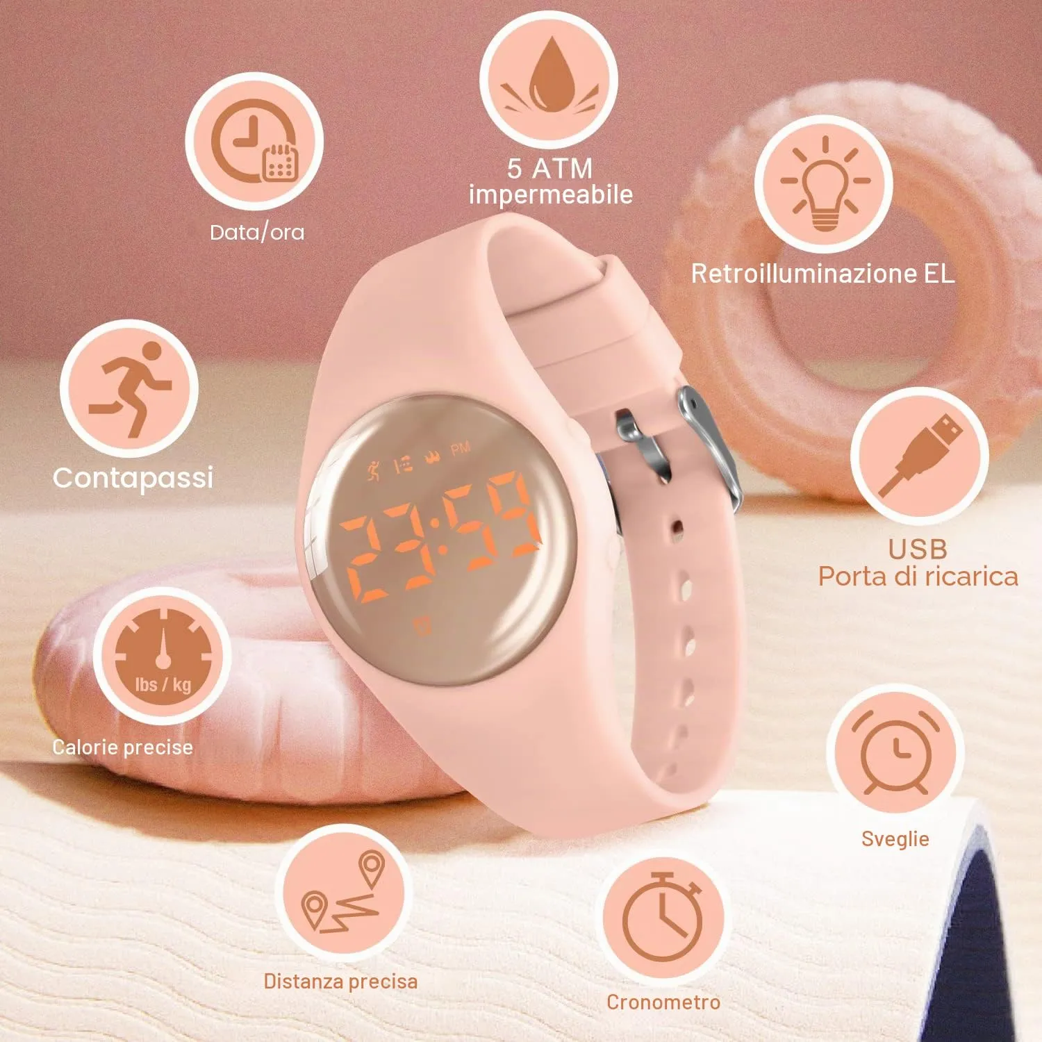 BEN NEVIS T666F Orologio Digitale Fitness Tracker per Bambini e Ragazzi, Impermeabile, Ricaricabile - immagine 3