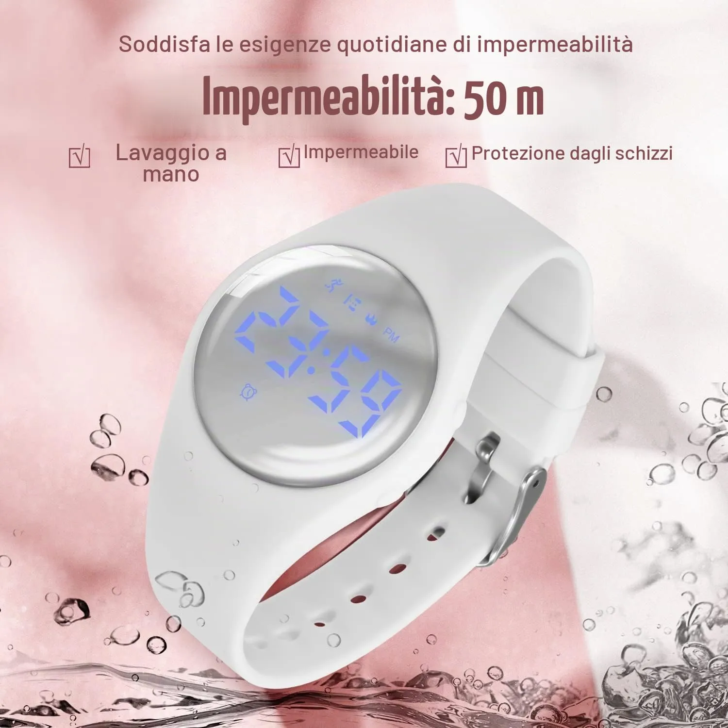 BEN NEVIS T666F Orologio Digitale Fitness Tracker per Bambini e Ragazzi, Impermeabile, Silicone, Bianco - immagine 7