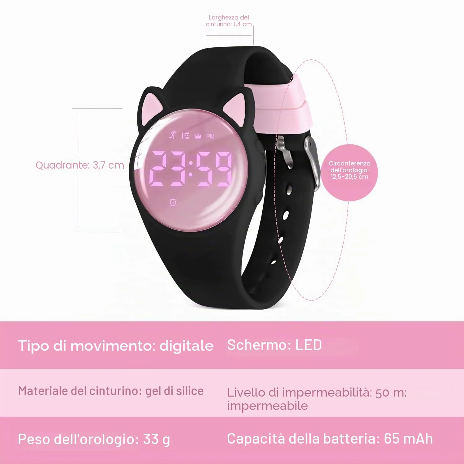 BEN NEVIS T66A Orologio Digitale Fitness Tracker per Bambini e Ragazzi, Impermeabile, Ricaricabile, in Silicone - immagine 6