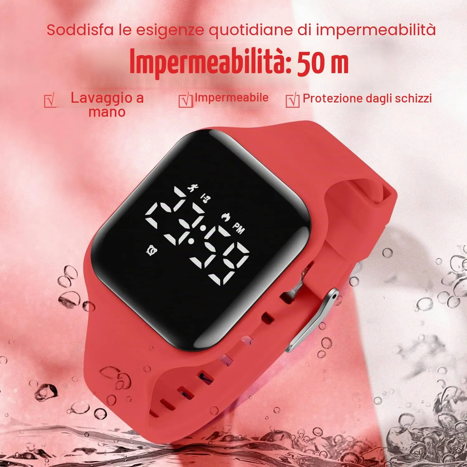 Ben Nevis T115E Orologio Digitale Fitness Tracker per Bambini e Ragazzi, Impermeabile, Rosso - immagine 7