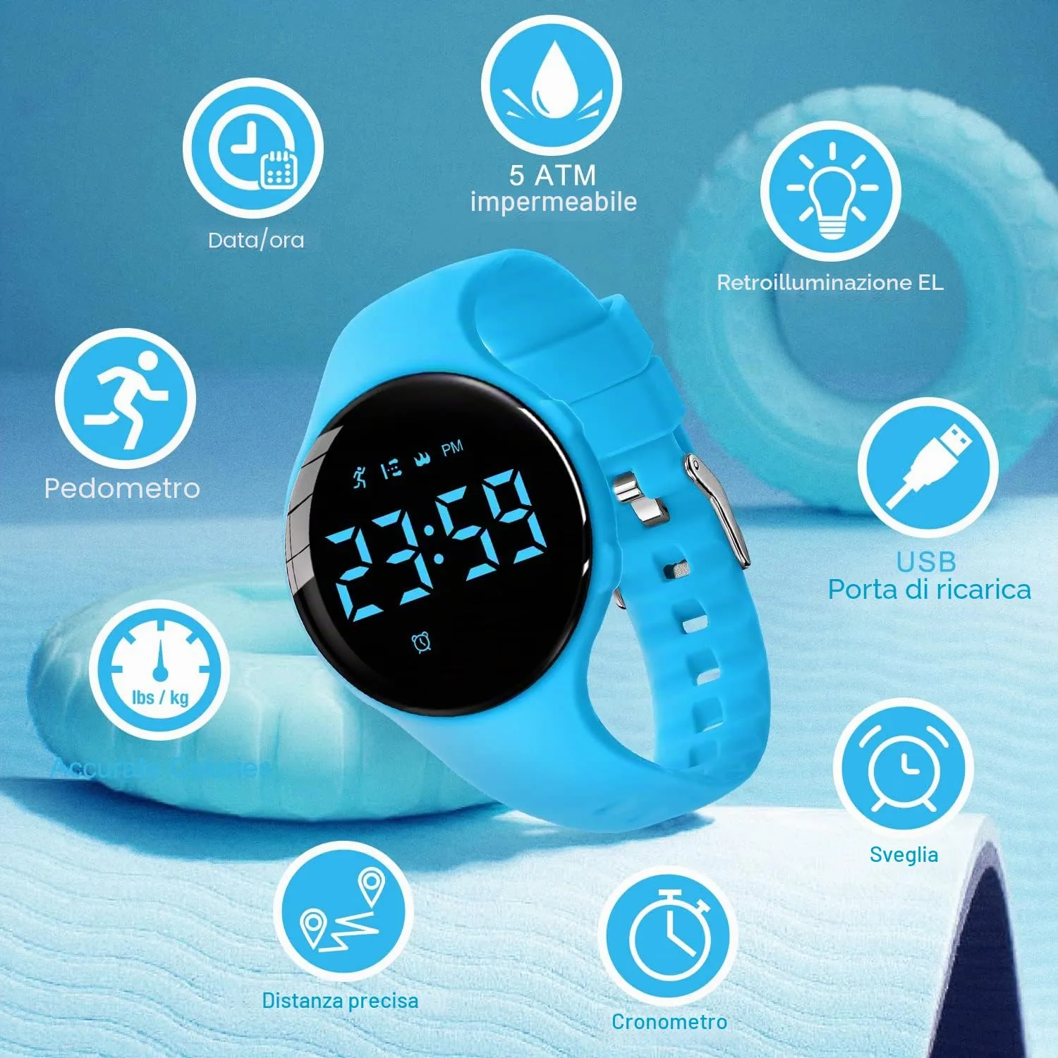 BEN NEVIS T66AA Orologio Digitale Fitness Tracker per Bambini e Ragazzi, Impermeabile, Blu - immagine 3