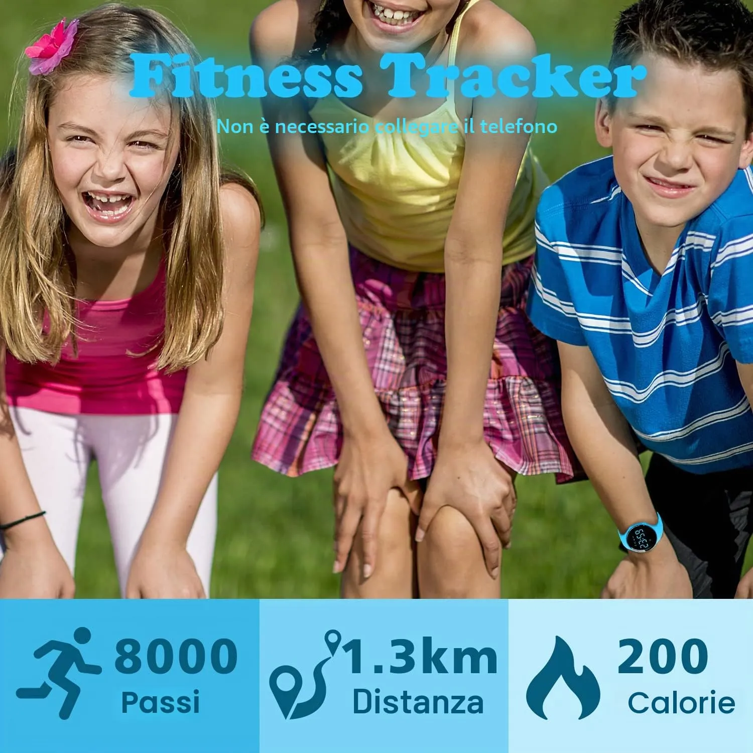 BEN NEVIS T66AA Orologio Digitale Fitness Tracker per Bambini e Ragazzi, Impermeabile, Blu - immagine 4