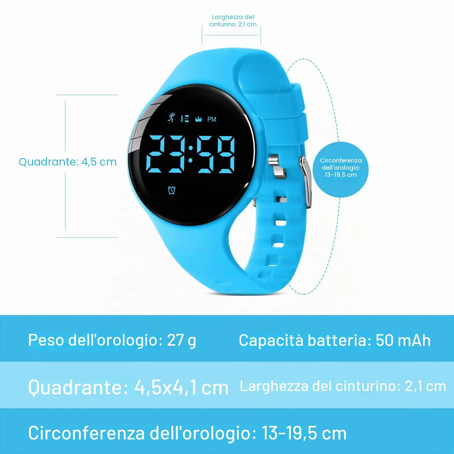 BEN NEVIS T66AA Orologio Digitale Fitness Tracker per Bambini e Ragazzi, Impermeabile, Blu - immagine 7