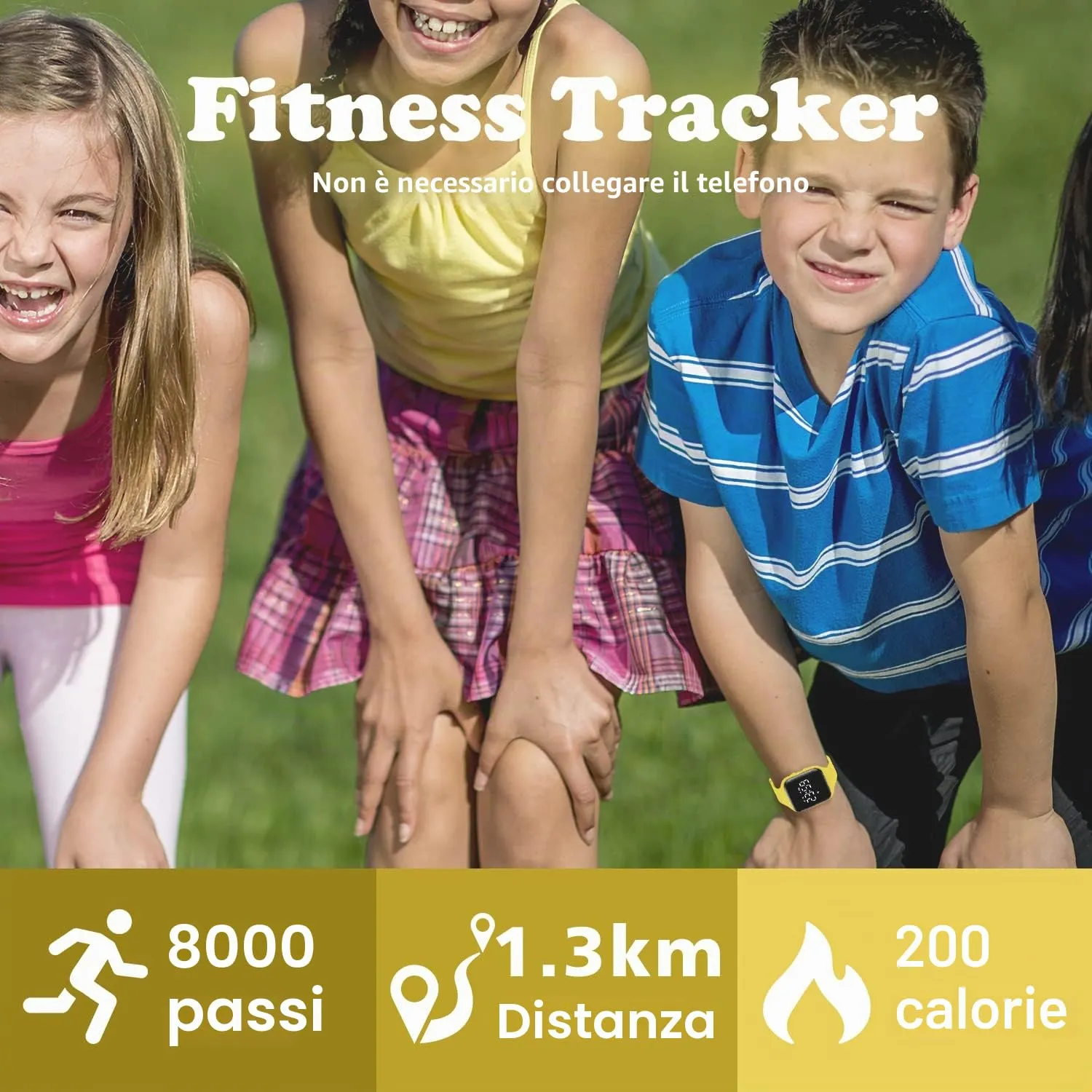 BEN NEVIS T115E Orologio Digitale Fitness Tracker per Bambini e Ragazzi, Impermeabile, Giallo - immagine 4