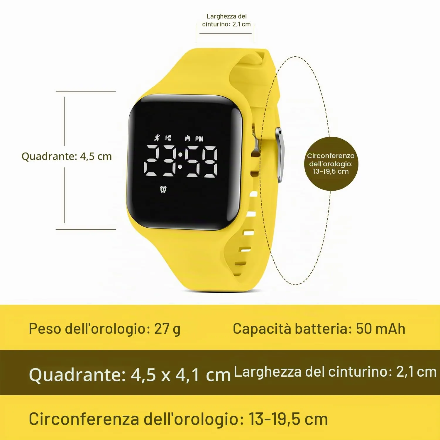 BEN NEVIS T115E Orologio Digitale Fitness Tracker per Bambini e Ragazzi, Impermeabile, Giallo - immagine 6