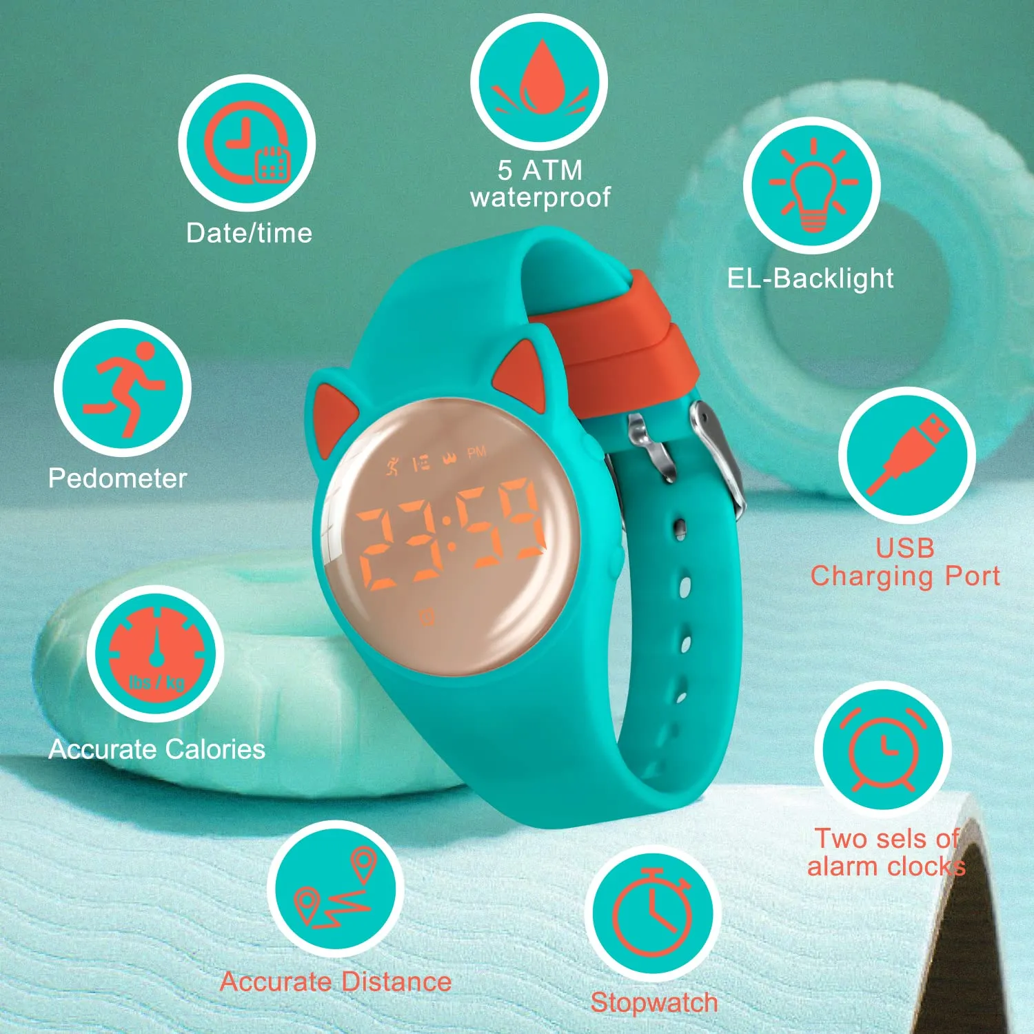 Ben Nevis T66A Orologio Digitale Fitness Tracker per Bambini e Ragazzi, Impermeabile, in Silicone - immagine 3