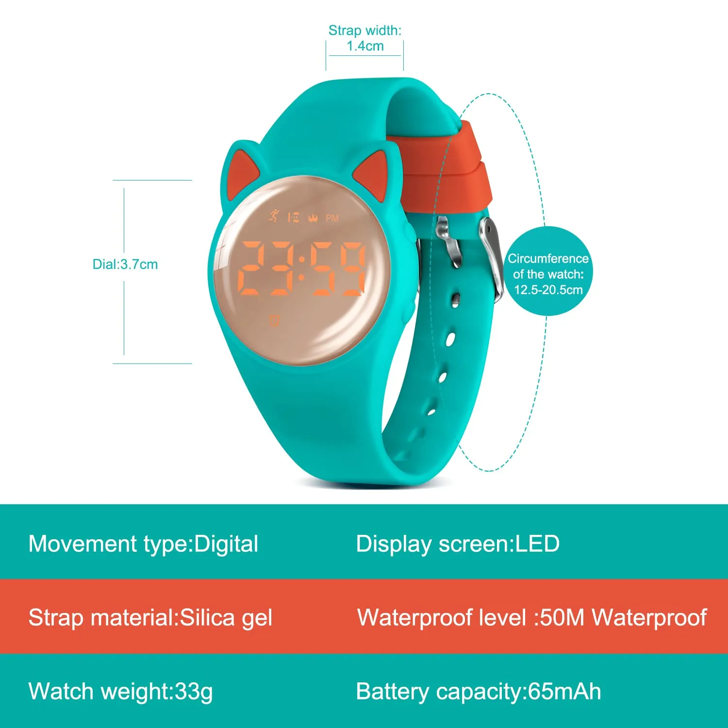 Ben Nevis T66A Orologio Digitale Fitness Tracker per Bambini e Ragazzi, Impermeabile, in Silicone - immagine 6