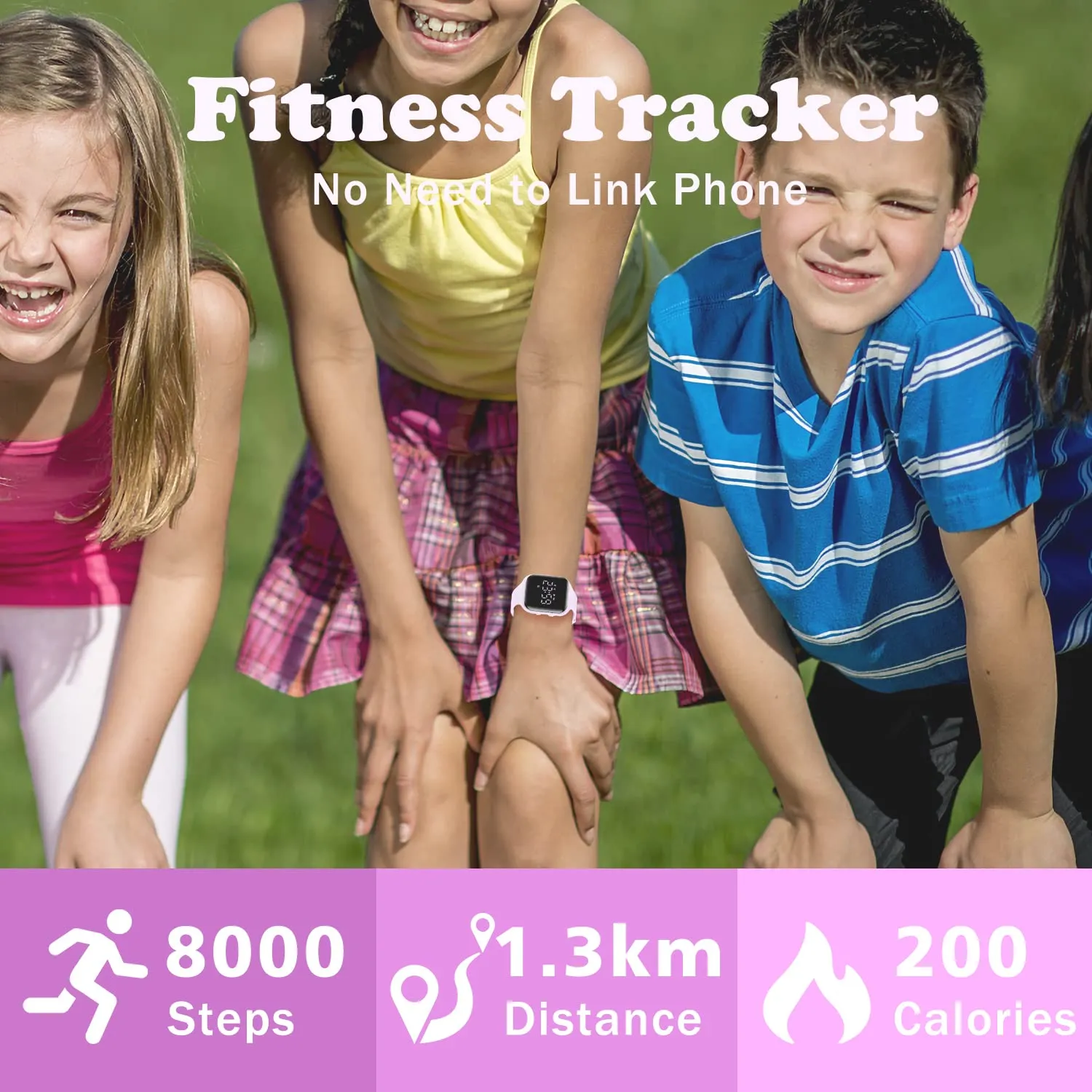 Ben Nevis T115E Orologio Digitale Fitness Tracker per Bambini e Ragazzi, Impermeabile, Silicone, Rosa Viola - immagine 4