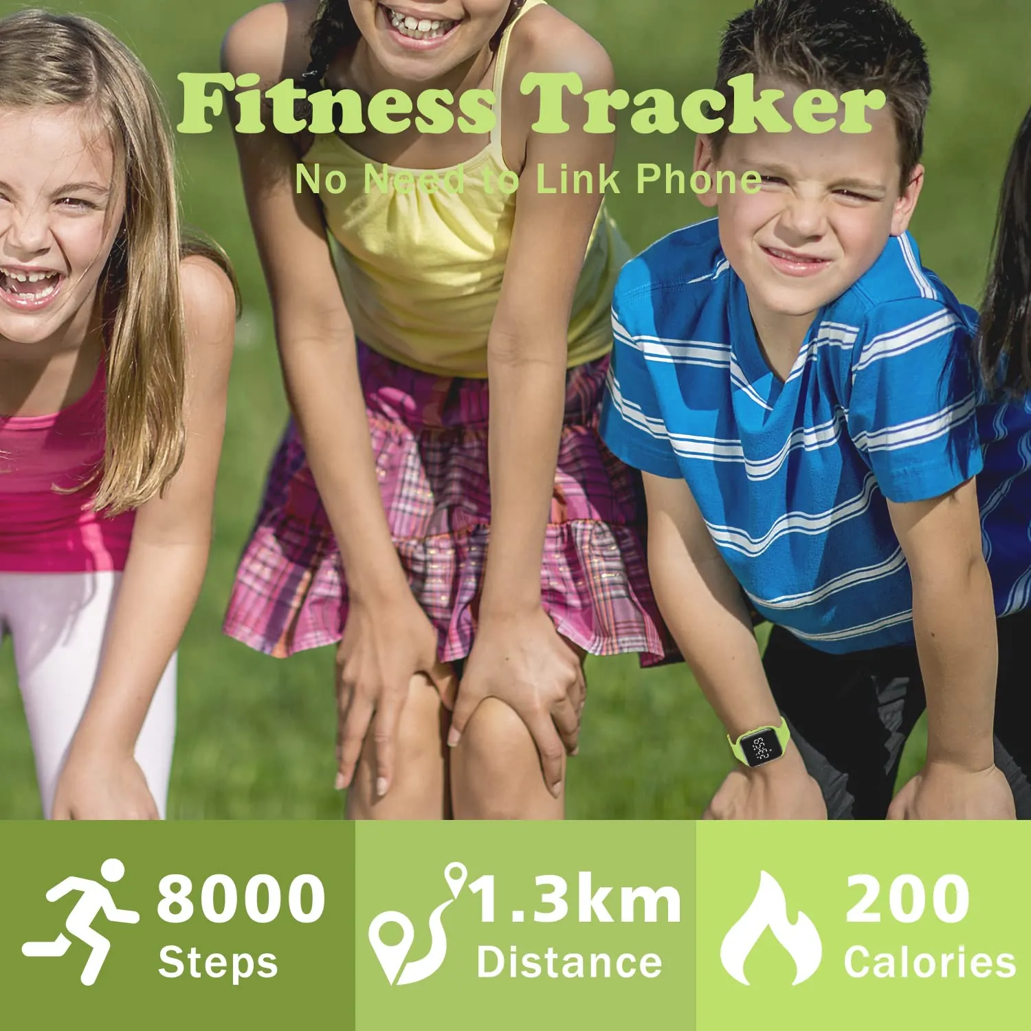 BEN NEVIS T115E Orologio Digitale Fitness Tracker per Bambini e Ragazzi, Impermeabile, Silicone, Verde Erba - immagine 4