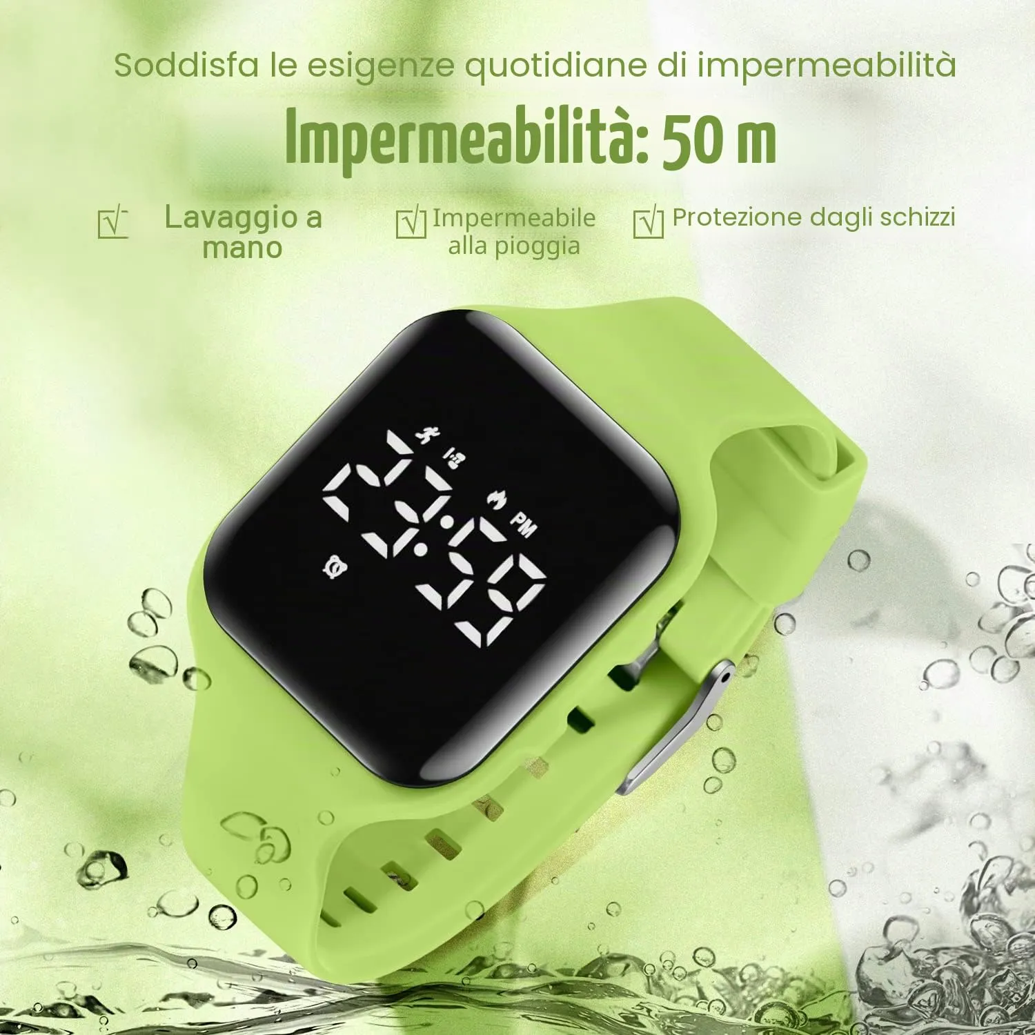 BEN NEVIS T115E Orologio Digitale Fitness Tracker per Bambini e Ragazzi, Impermeabile, Silicone, Verde Erba - immagine 7