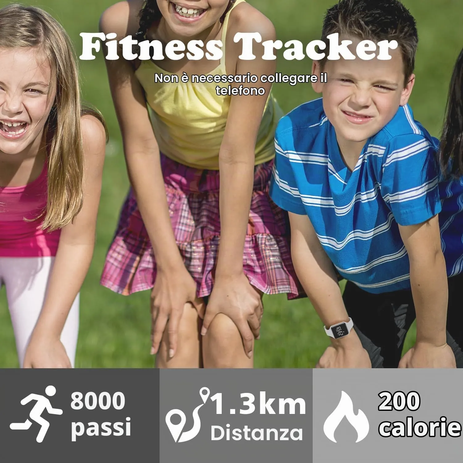 Ben Nevis T115E Orologio Digitale Fitness Tracker per Bambini e Ragazzi, Impermeabile, Grigio - immagine 2