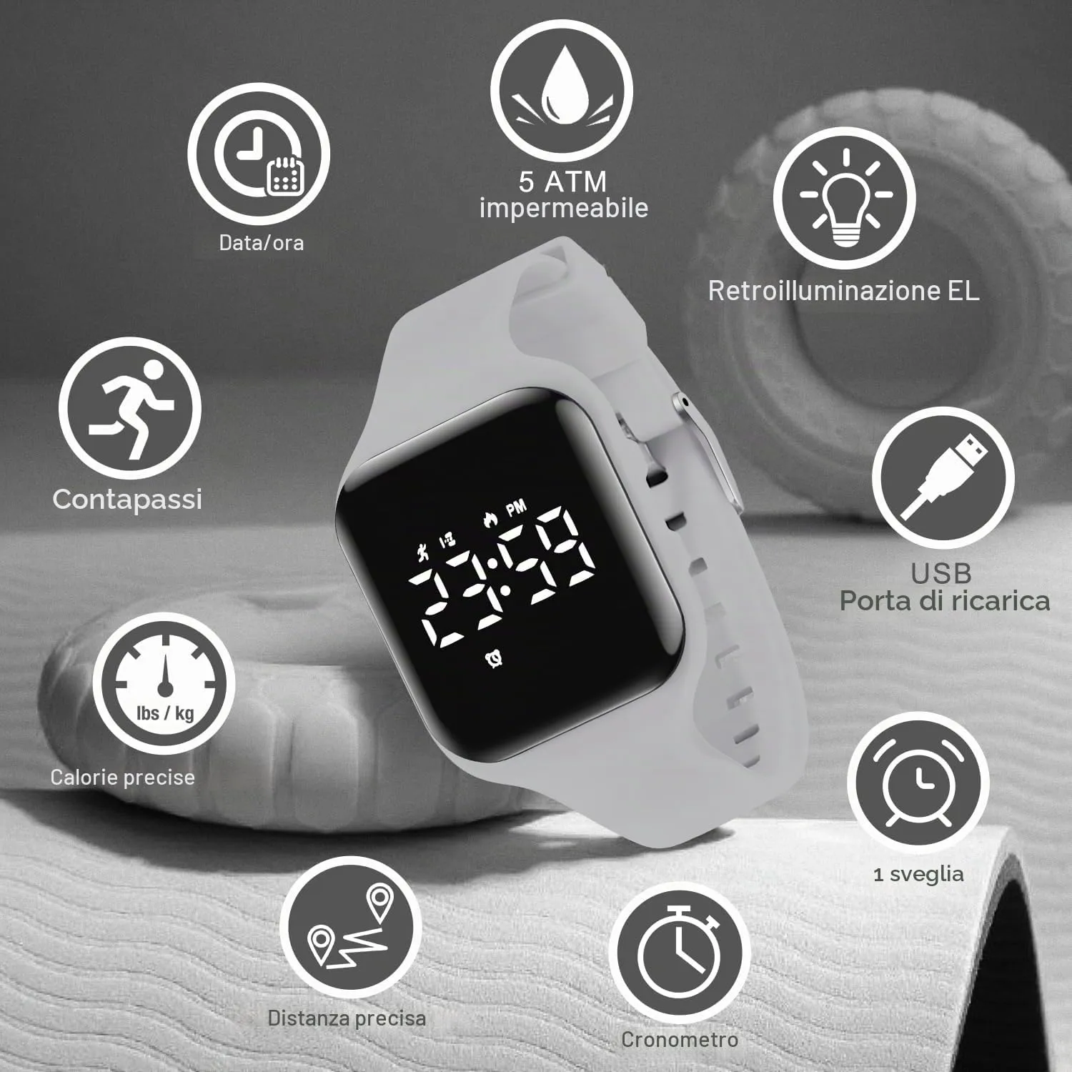 Ben Nevis T115E Orologio Digitale Fitness Tracker per Bambini e Ragazzi, Impermeabile, Grigio - immagine 4