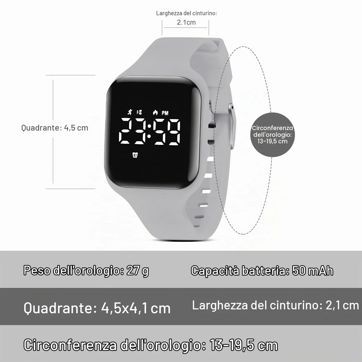 Ben Nevis T115E Orologio Digitale Fitness Tracker per Bambini e Ragazzi, Impermeabile, Grigio - immagine 7