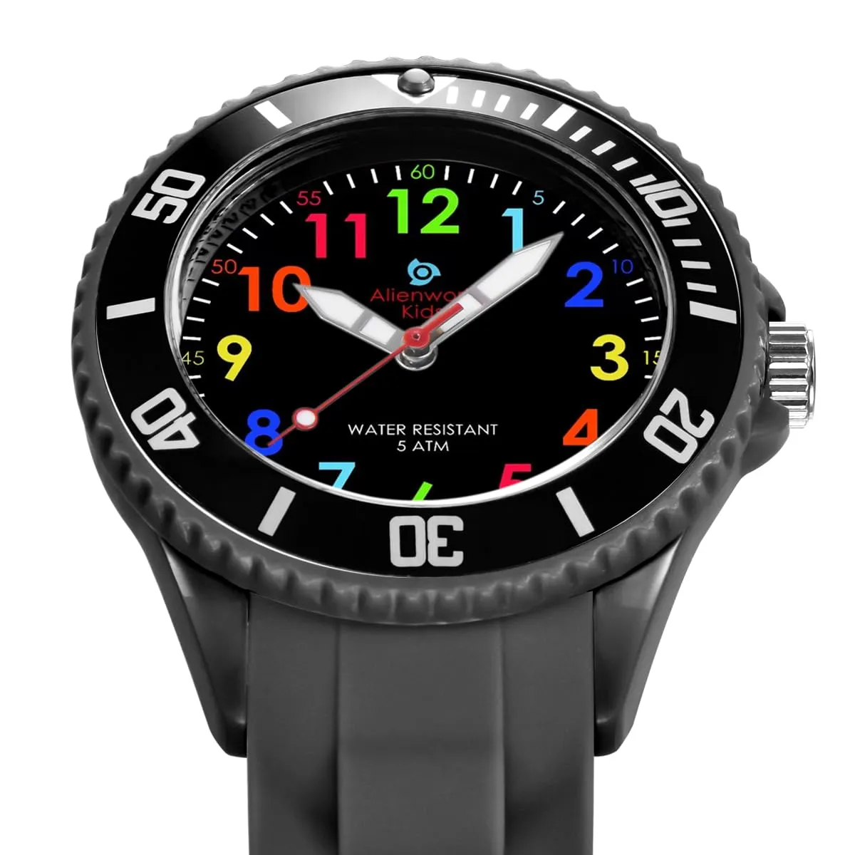 Alienwork Orologio di Apprendimento per Bambini Nero, Bracciale in Silicone, Impermeabile 5 ATM - immagine 2