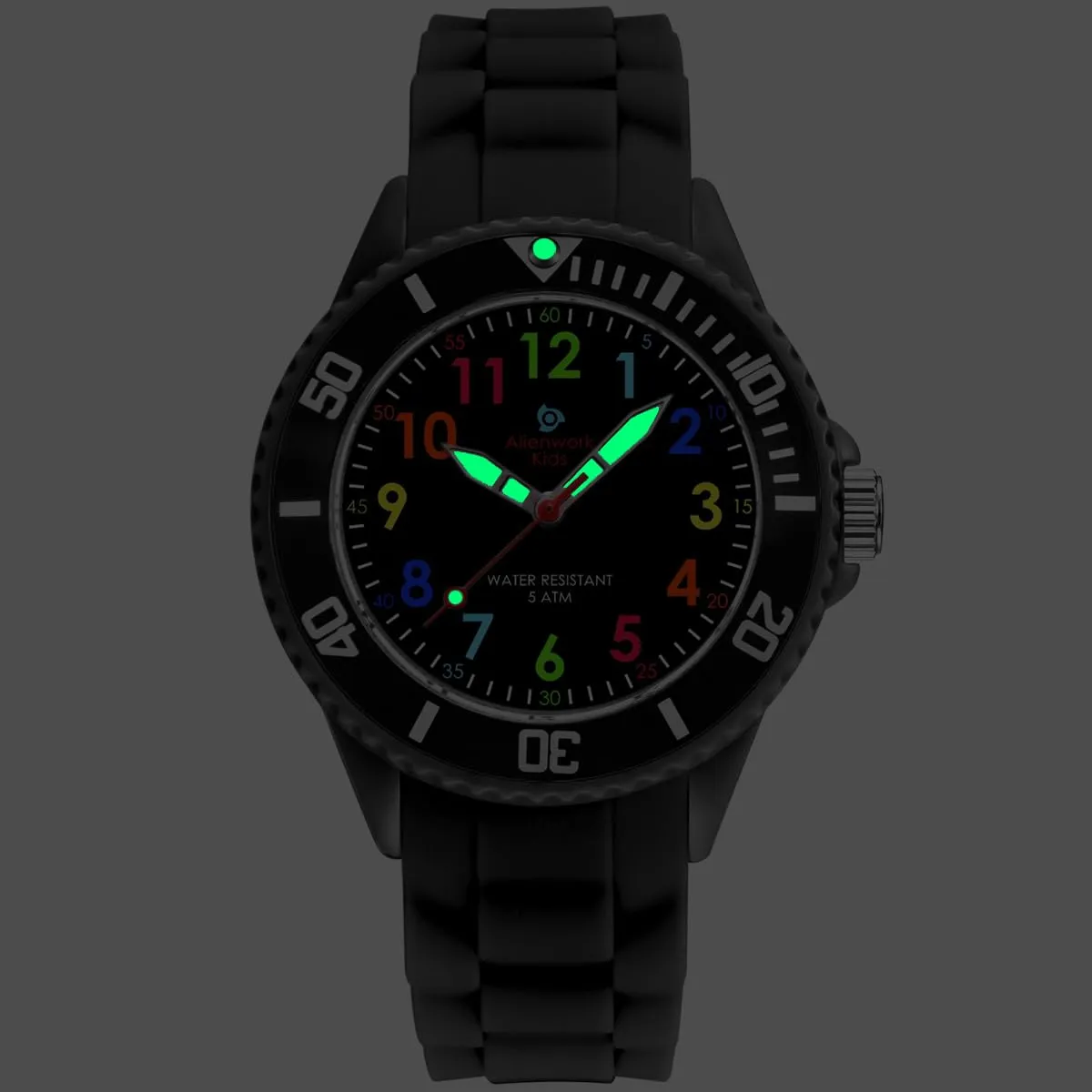 Alienwork Orologio di Apprendimento per Bambini Nero, Bracciale in Silicone, Impermeabile 5 ATM - immagine 6