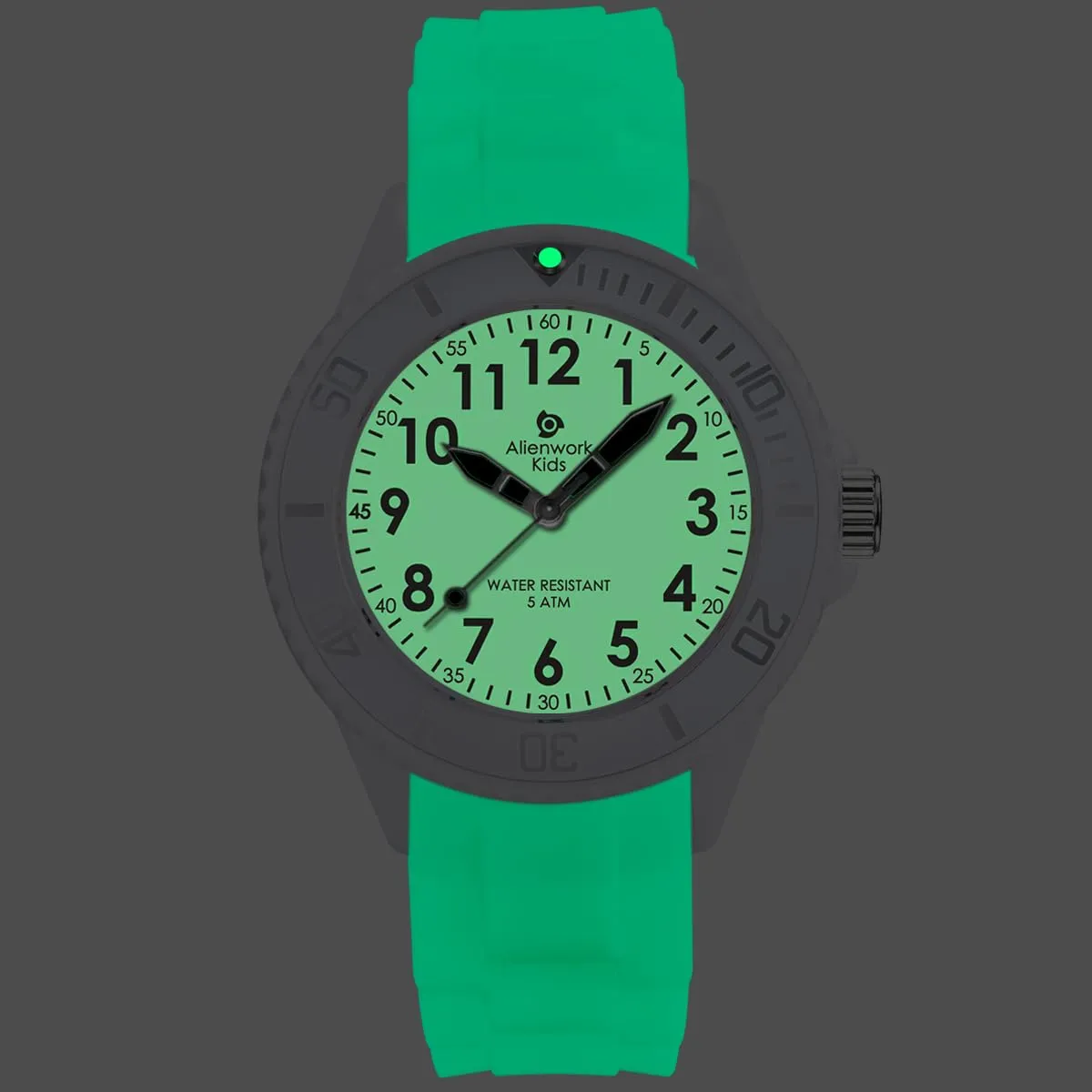 Alienwork Orologio di Apprendimento per Bambini, Bracciale in Silicone Bianco e Nero, Quadrante Luminoso - immagine 2
