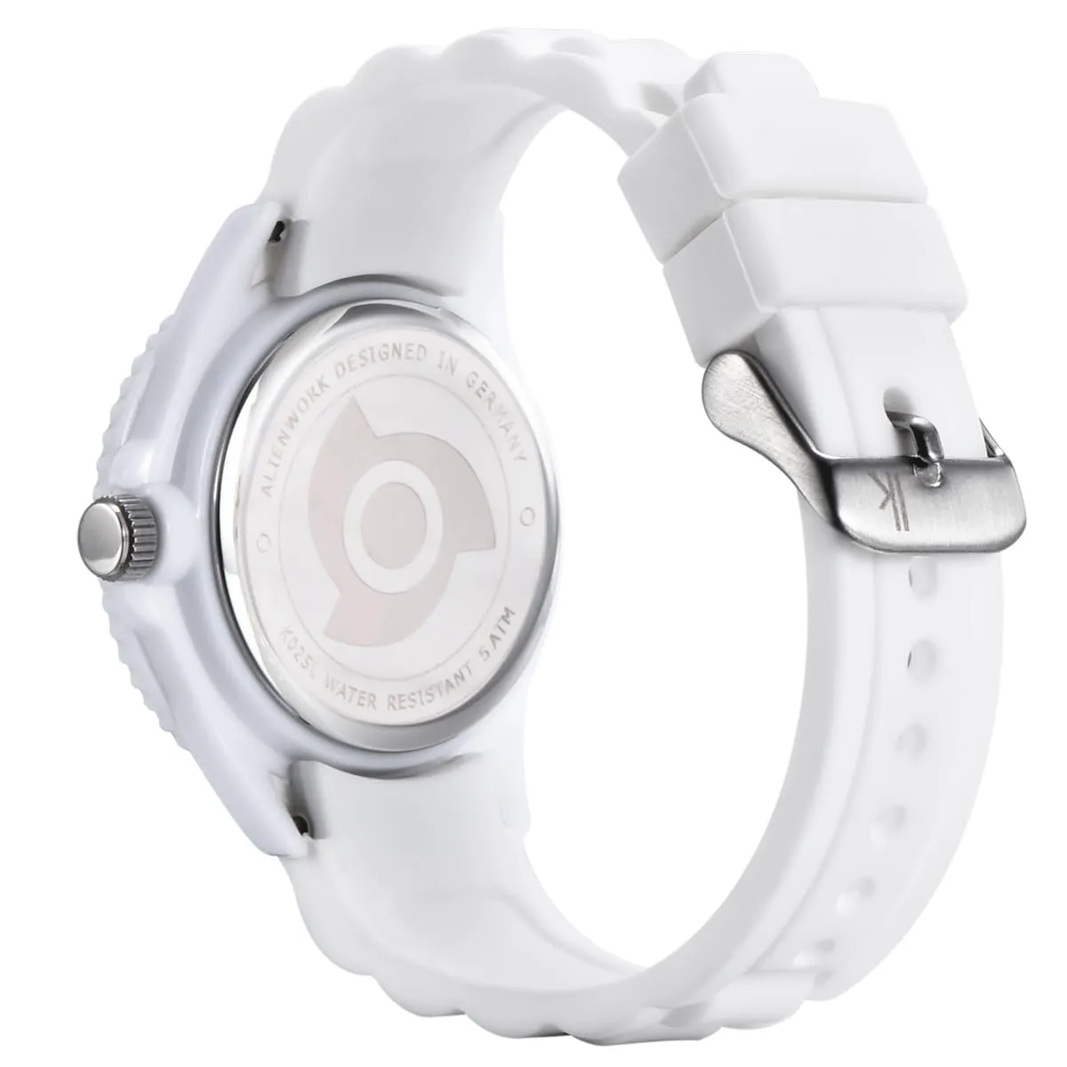 Alienwork Orologio di Apprendimento per Bambini, Bracciale in Silicone Bianco e Nero, Quadrante Luminoso - immagine 5