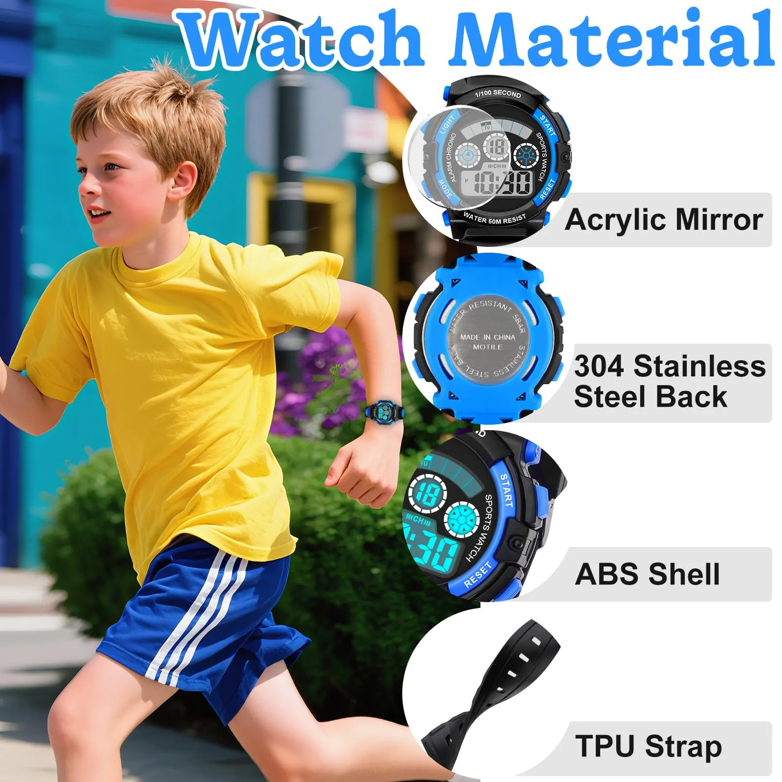 DTKID Orologio Digitale per Bambini LED 7 Colori, Sveglia, Timer, Impermeabile 5 ATM - immagine 4