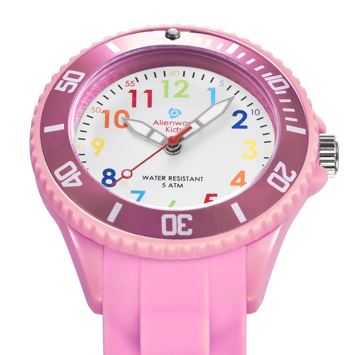 Alienwork Orologio di Apprendimento per Bambini, Bracciale in Silicone Pink Multicolore, Impermeabile 5 ATM - immagine 2