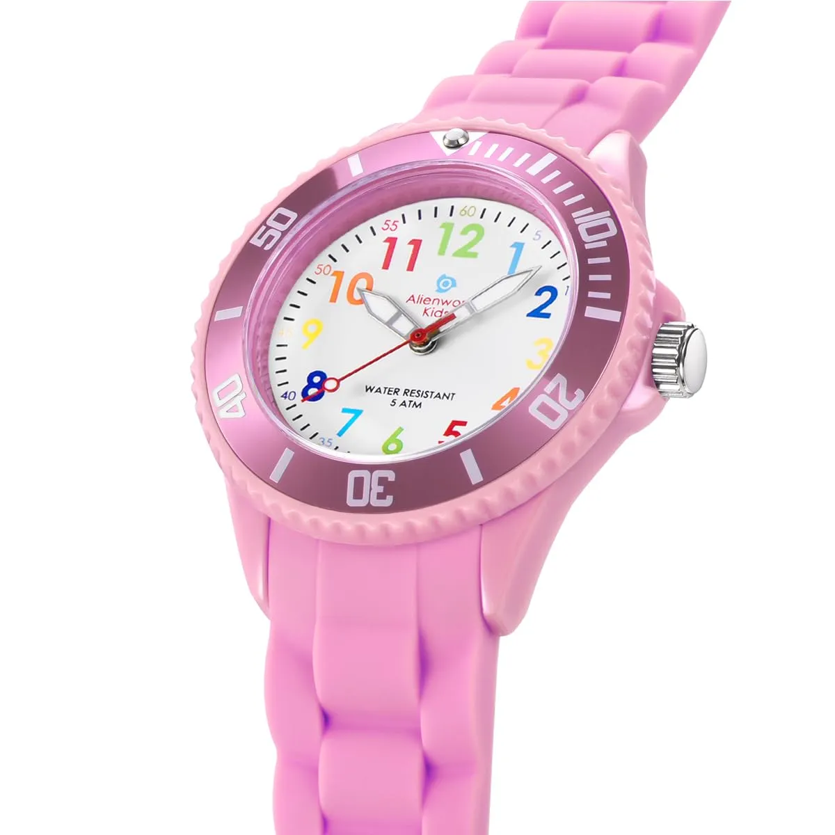 Alienwork Orologio di Apprendimento per Bambini, Bracciale in Silicone Pink Multicolore, Impermeabile 5 ATM - immagine 3