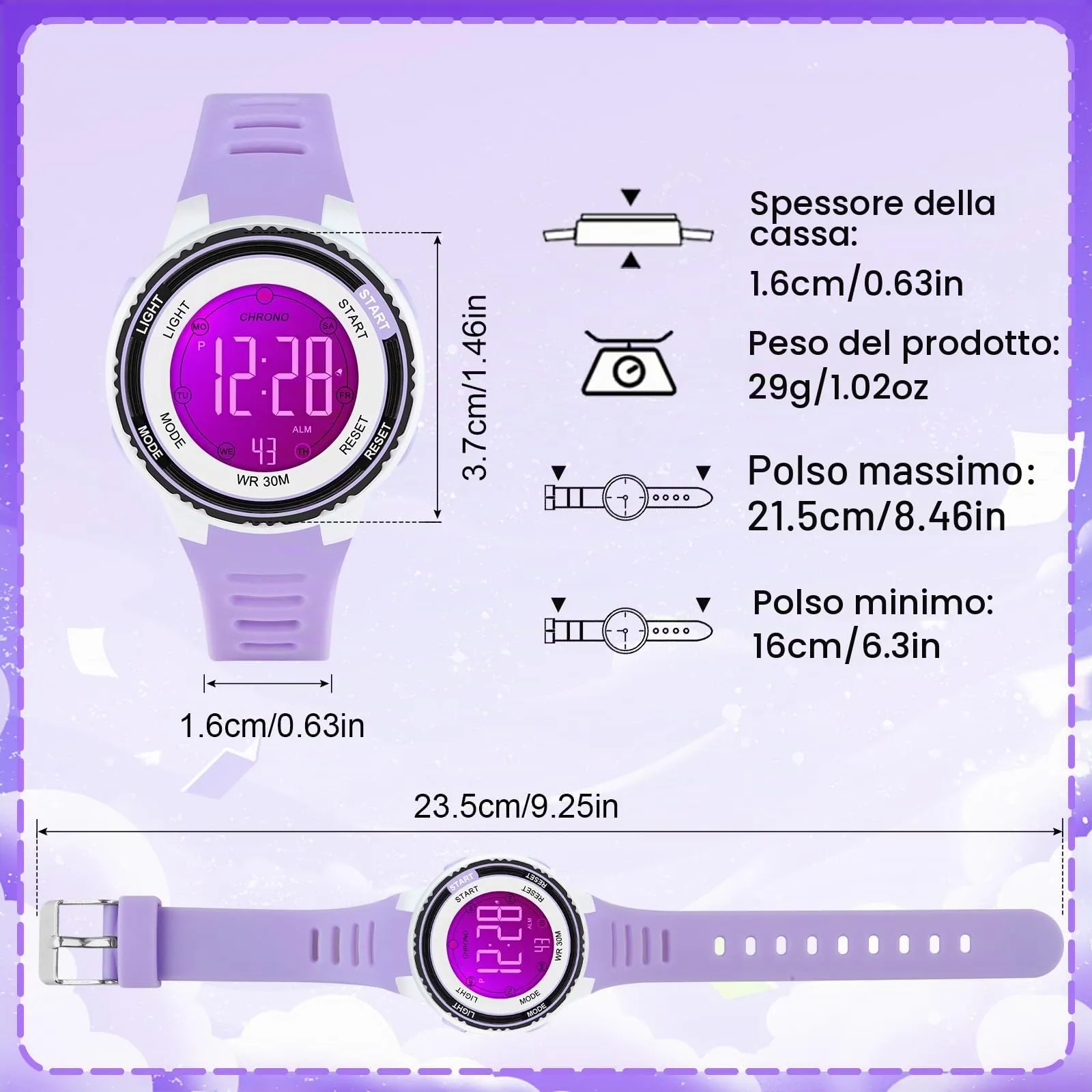 DTKID Orologio Digitale Bambini LED 7 Colori, Sveglia, Timer, Impermeabile - immagine 5