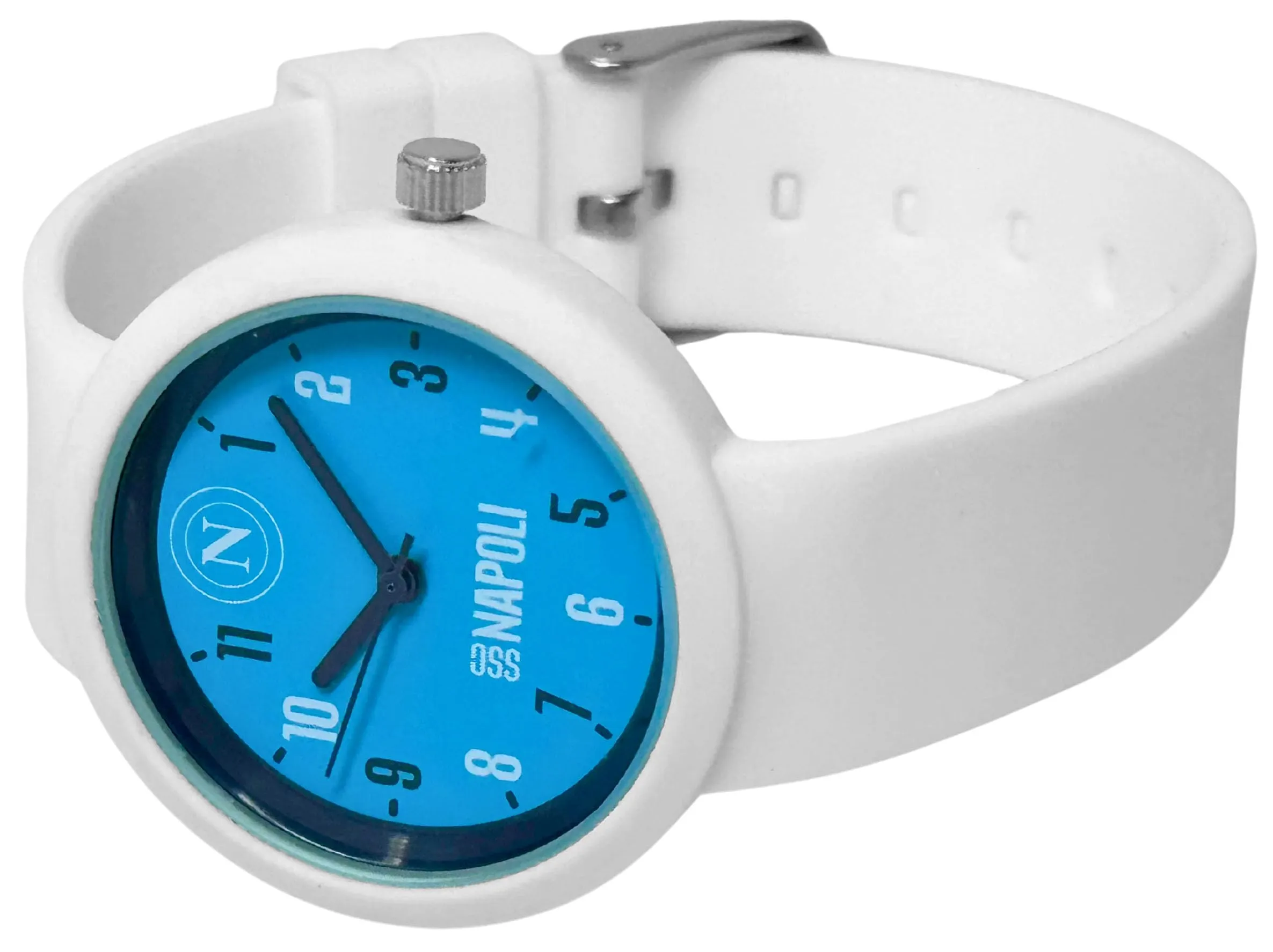 Clondo Orologio da Polso Analogico Bambini Napoli, Cassa 33mm, Cinturino Silicone, Bianco - immagine 2