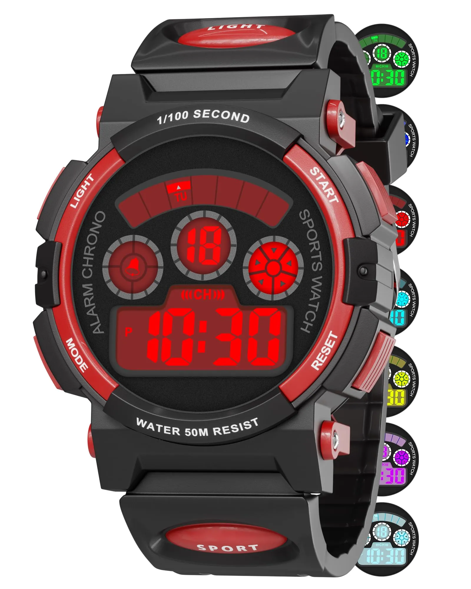 DTKID Orologio Digitale Bambini, LED 7 Colori, Sveglia, Timer, 5ATM Sport - immagine 1