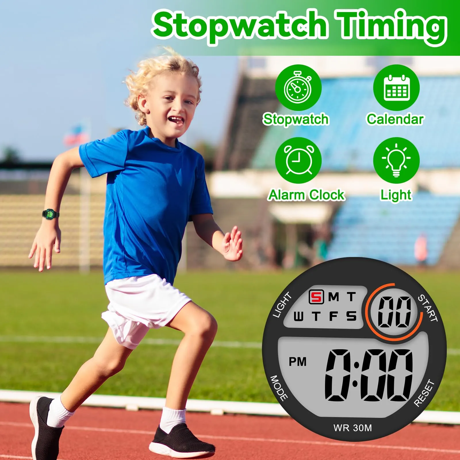 DTKID Orologio Digitale Bambini LED 7 Colori con Sveglia, Timer e Impermeabile - immagine 3