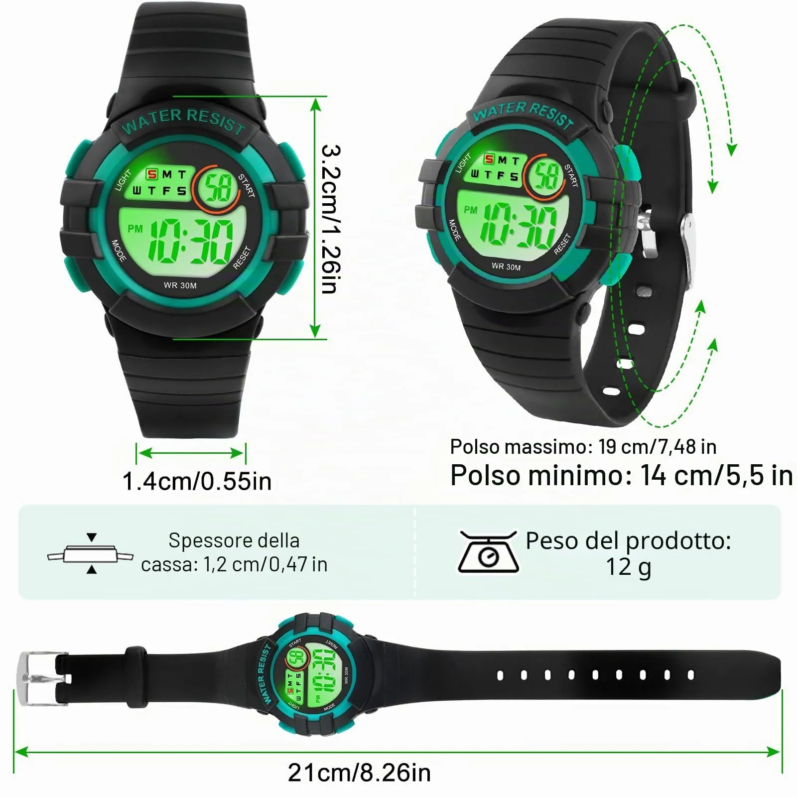 DTKID Orologio Digitale Bambini LED 7 Colori con Sveglia, Timer e Impermeabile - immagine 6