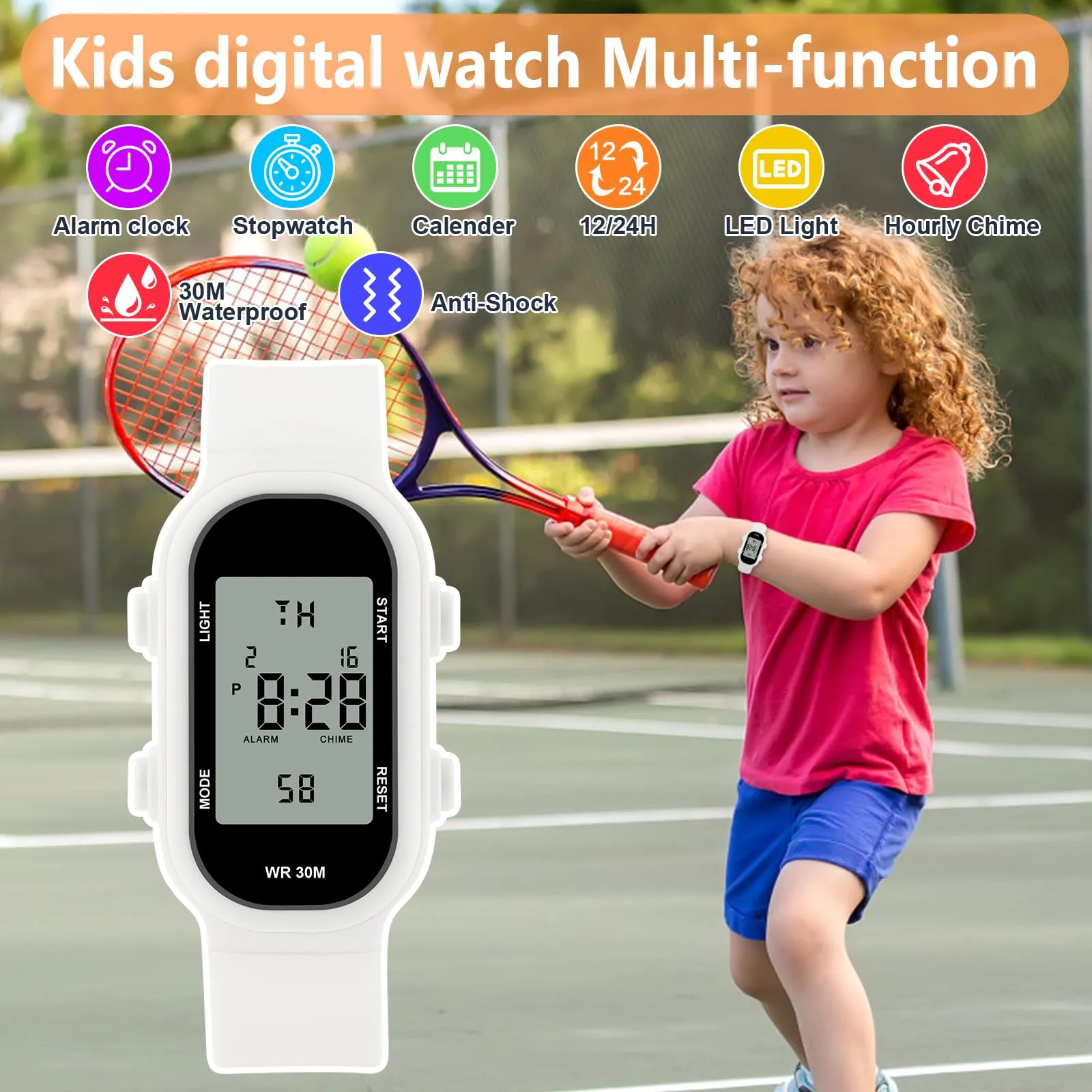 DTKID Orologio Digitale Bambini 30M con Luce, Sveglia e Cronometro Sport - immagine 2